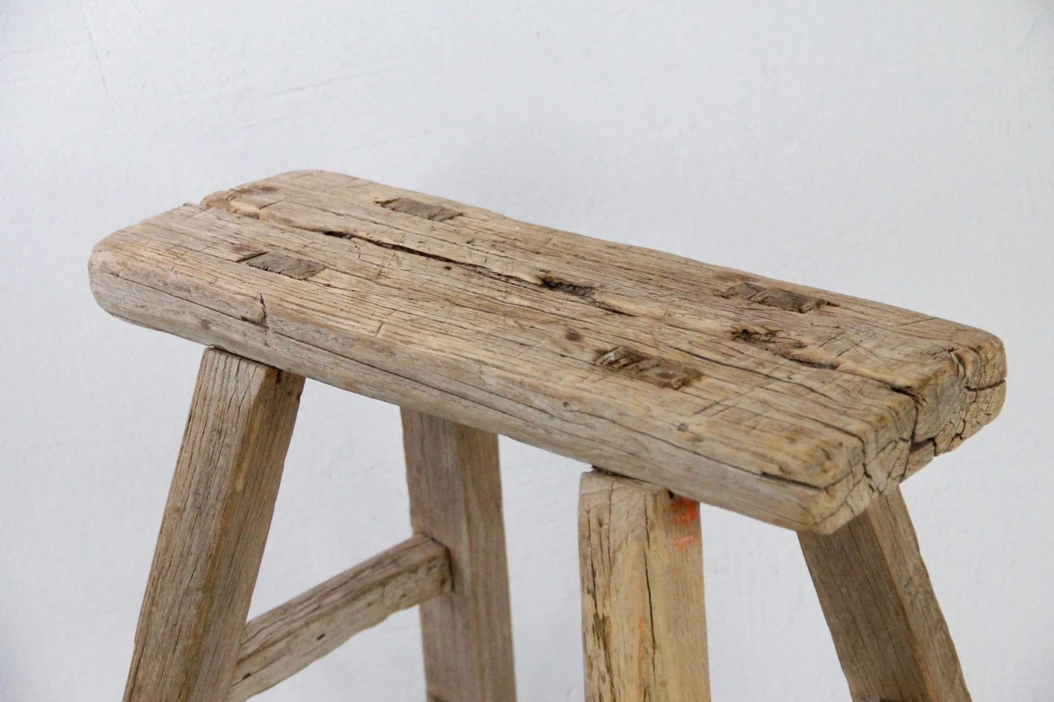 Vintage Elm Wood Stool | Side Table | Small Bench S  Debra Hall Lifestyle