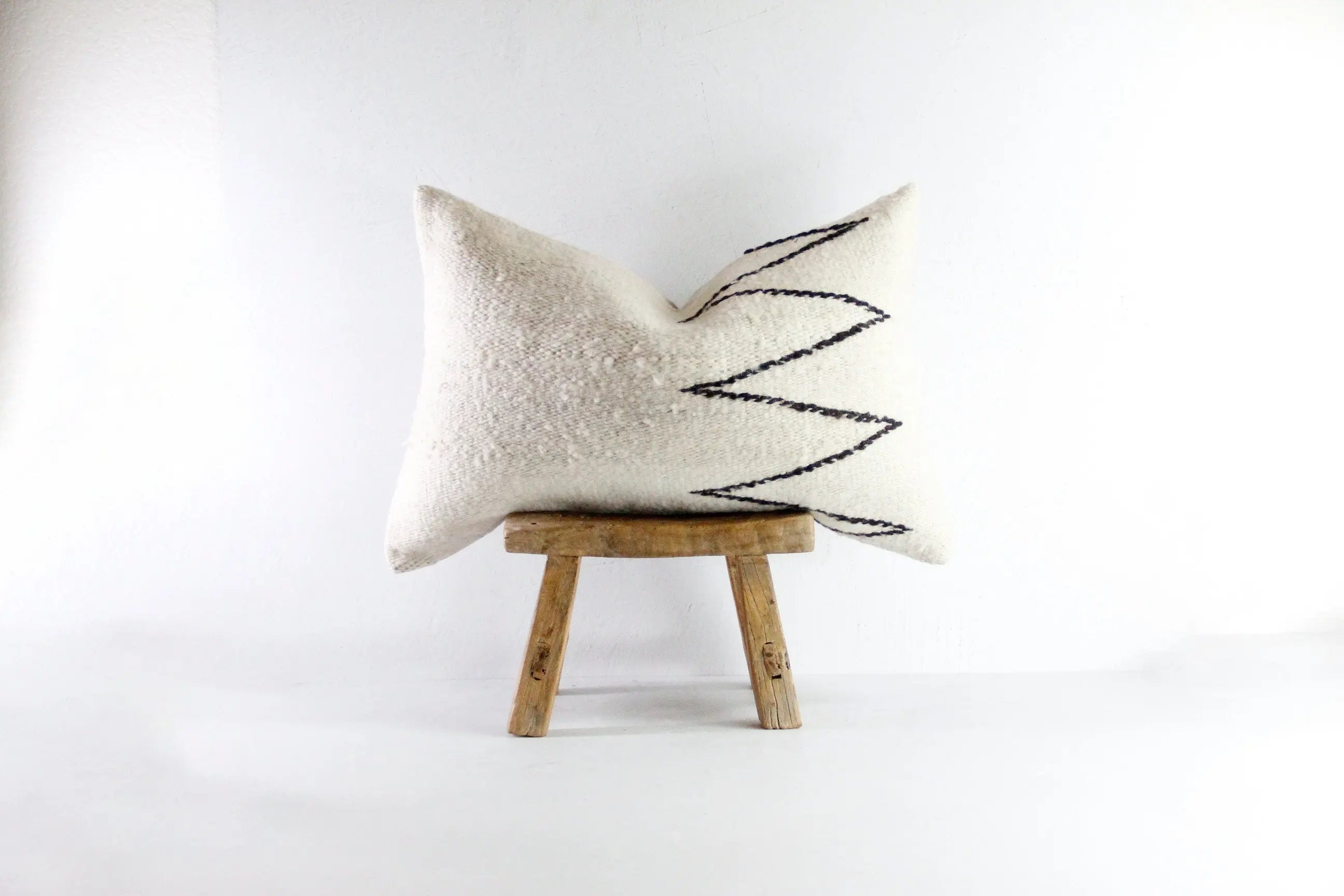 Vintage Fabric Pillow | Custom Natural Woven Wool Cover  Debra Hall Lifestyle