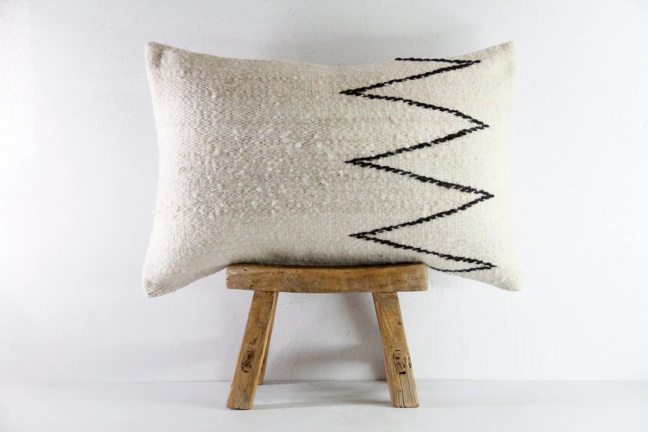 Vintage Fabric Pillow | Custom Natural Woven Wool Cover  Debra Hall Lifestyle