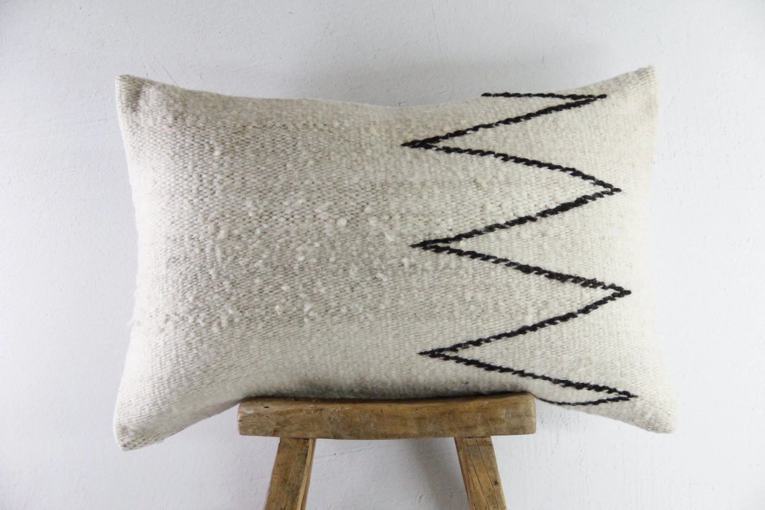 Vintage Fabric Pillow | Custom Natural Woven Wool Cover  Debra Hall Lifestyle