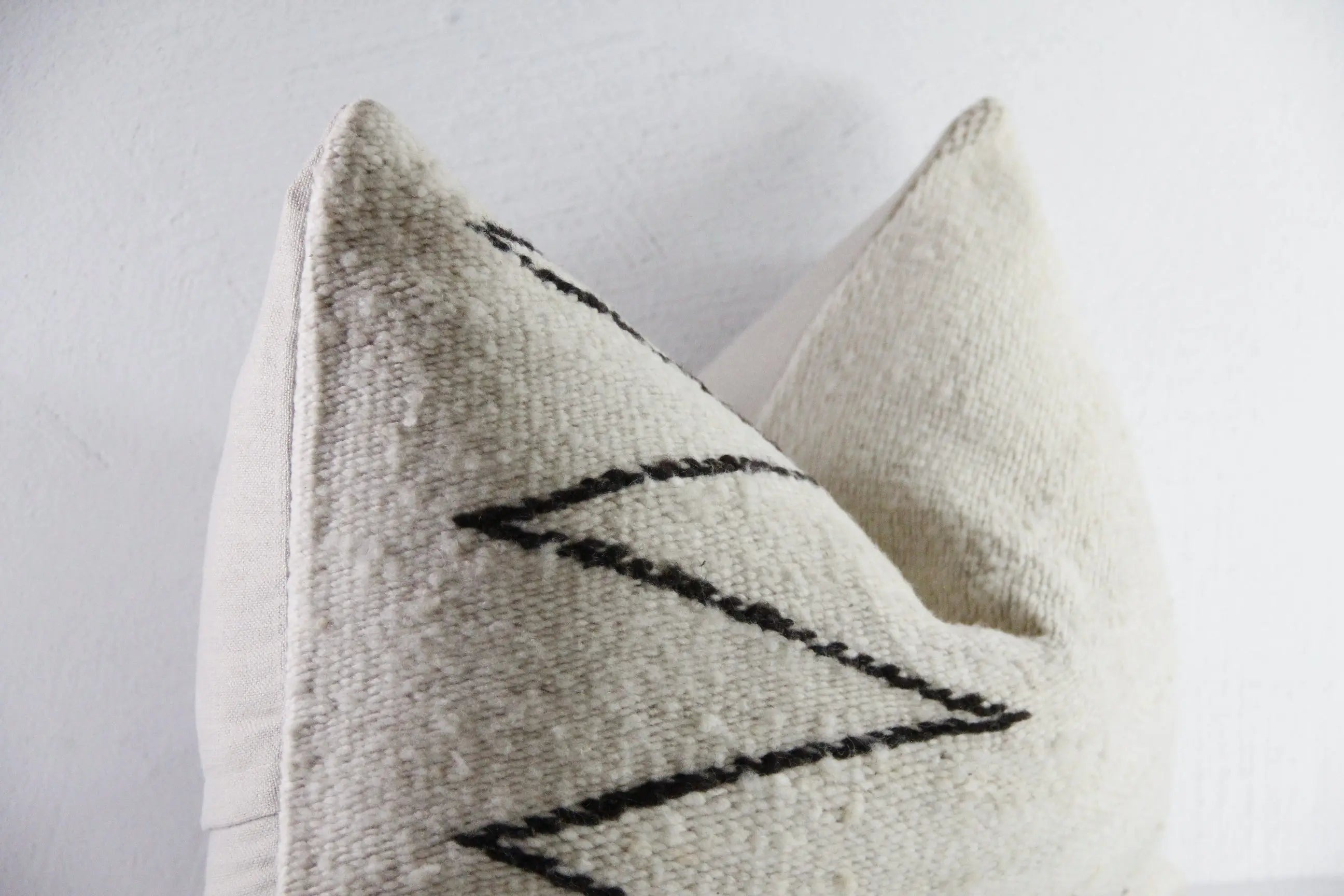 Vintage Fabric Pillow | Custom Natural Woven Wool Cover  Debra Hall Lifestyle