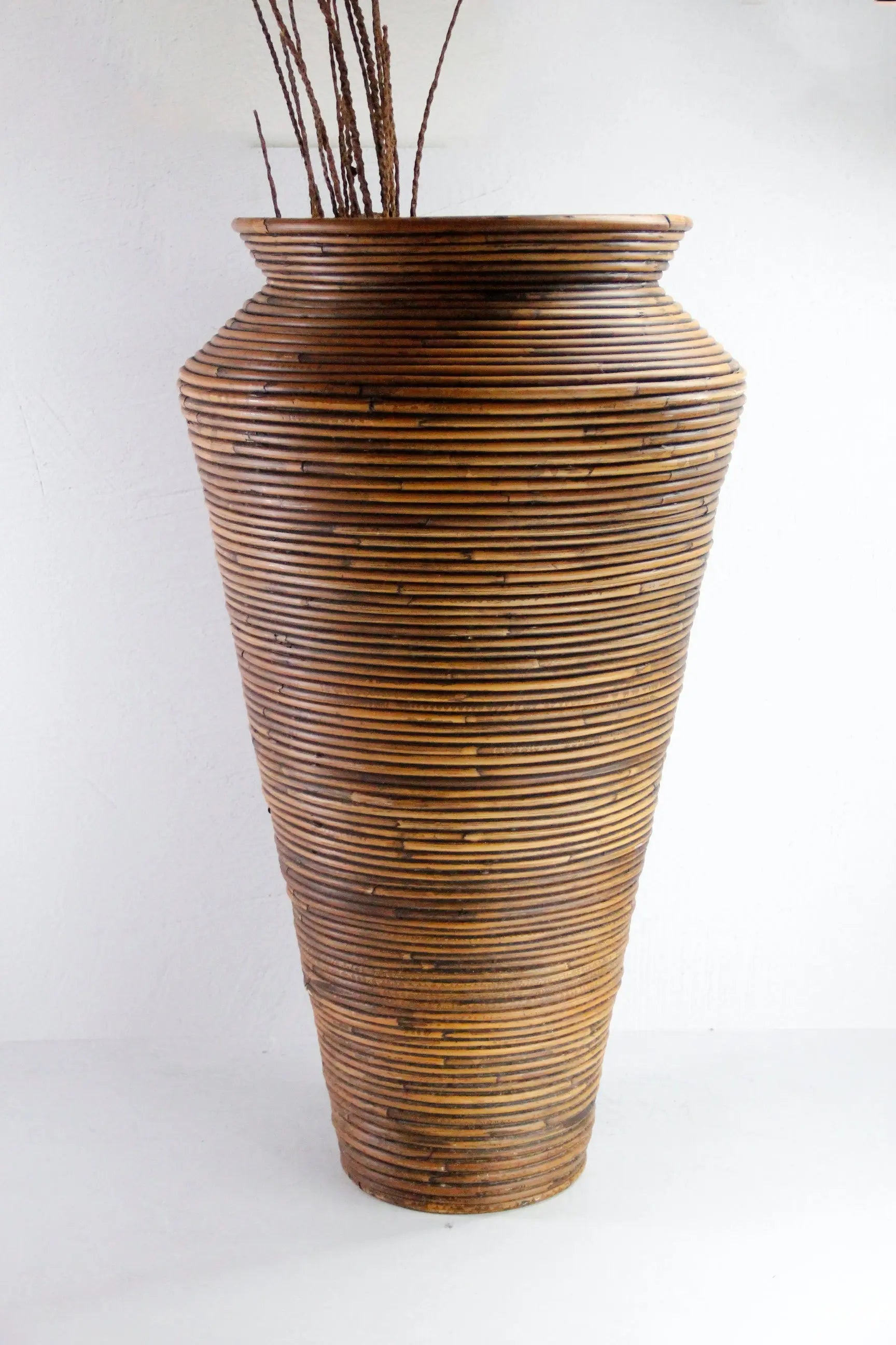 Vintage Floor Vase Basket | Gabriella Crespi Coiled Rattan  Debra Hall Lifestyle
