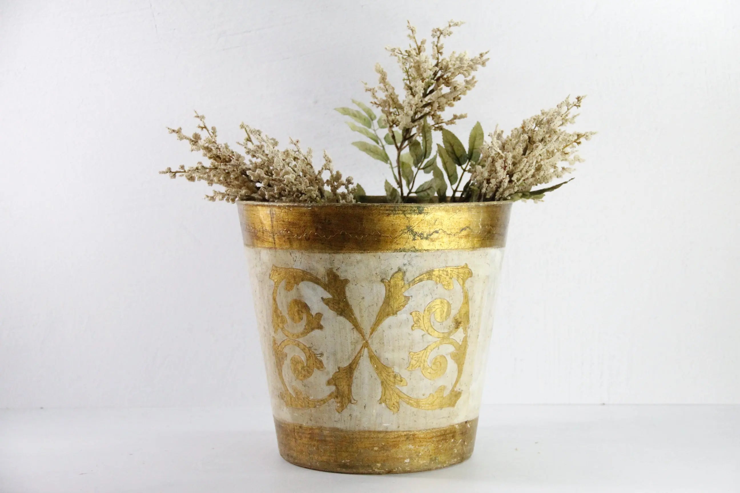 Vintage Florentine Waste Basket Large | Stamped Italy-Vessel  Debra Hall Lifestyle