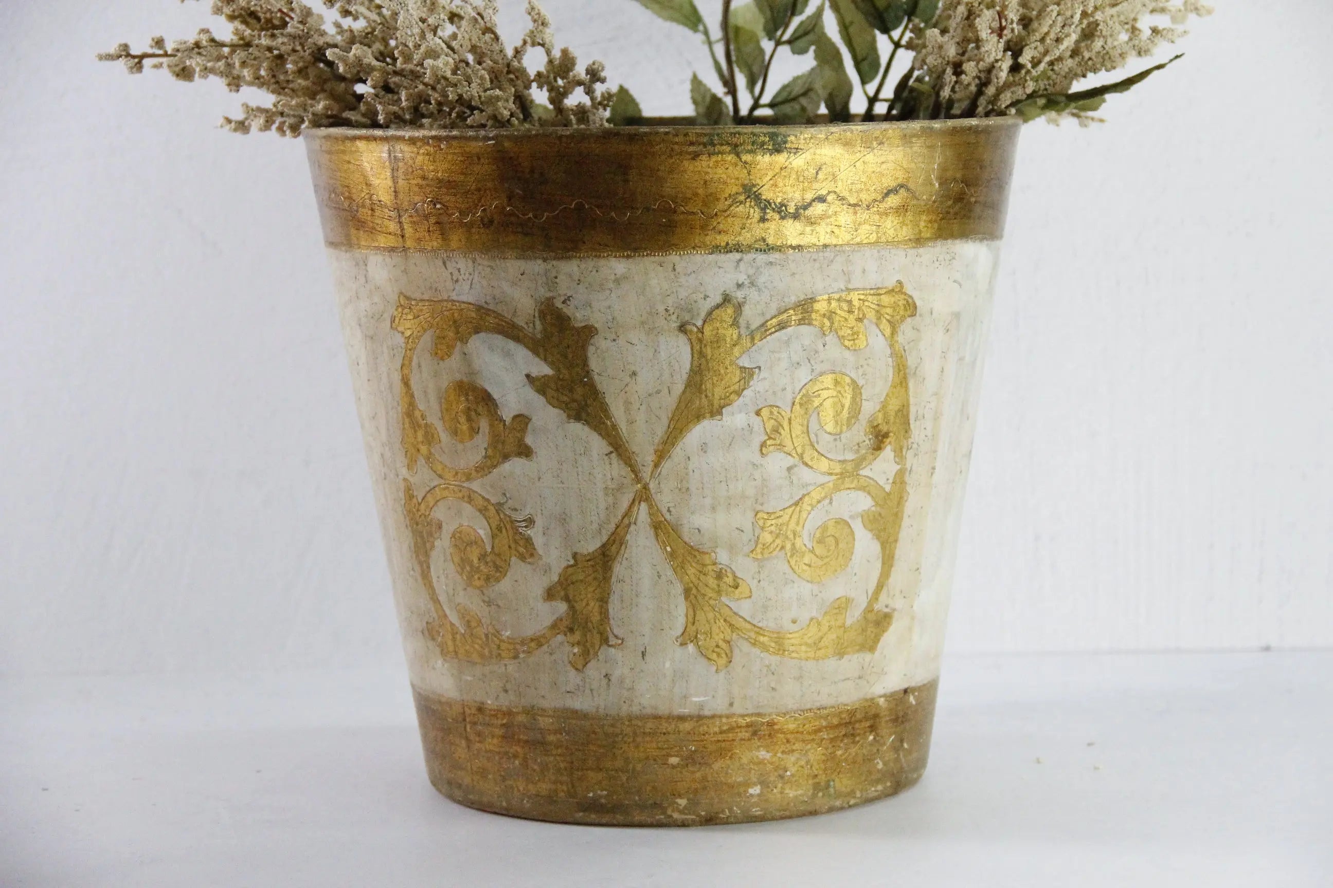 Vintage Florentine Waste Basket Large | Stamped Italy-Vessel  Debra Hall Lifestyle