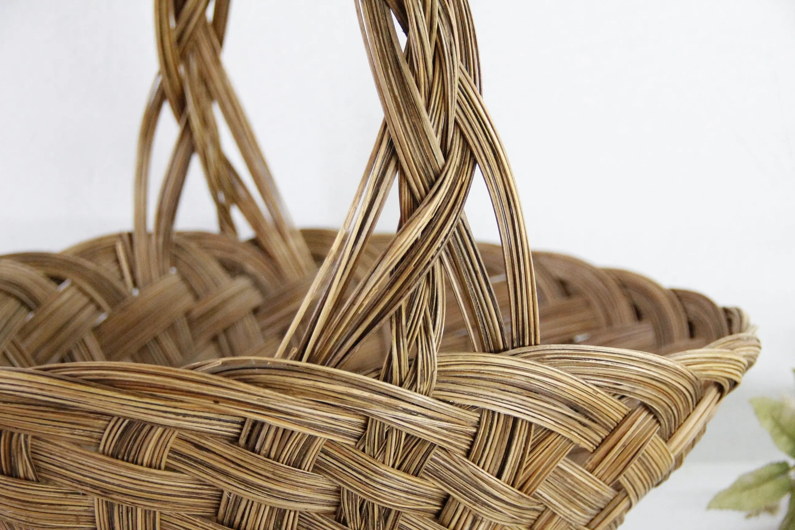 Vintage Flower Basket | Woven Wicker Gathering With Handle  Debra Hall Lifestyle