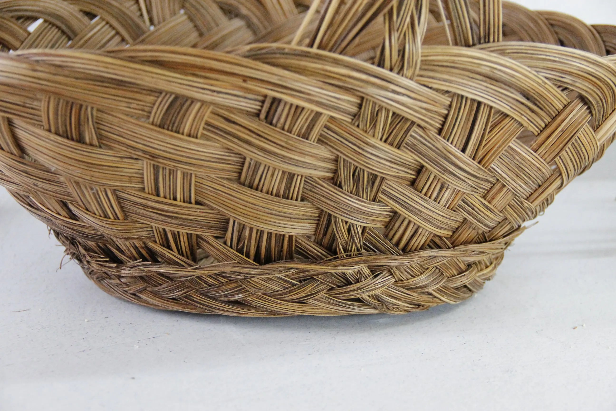 Vintage Flower Basket | Woven Wicker Gathering With Handle  Debra Hall Lifestyle