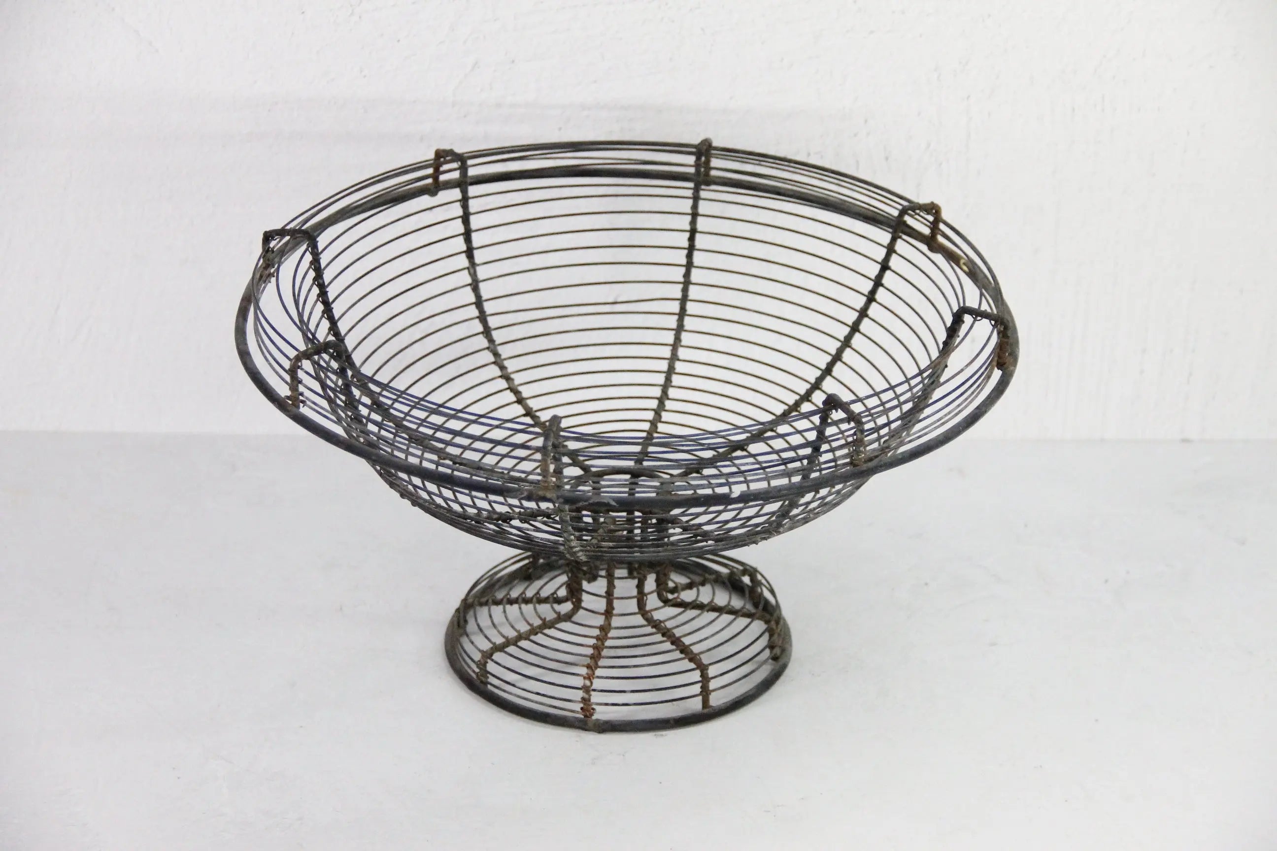 Vintage French Basket | Black Wire Pedestal With Patina  Debra Hall Lifestyle