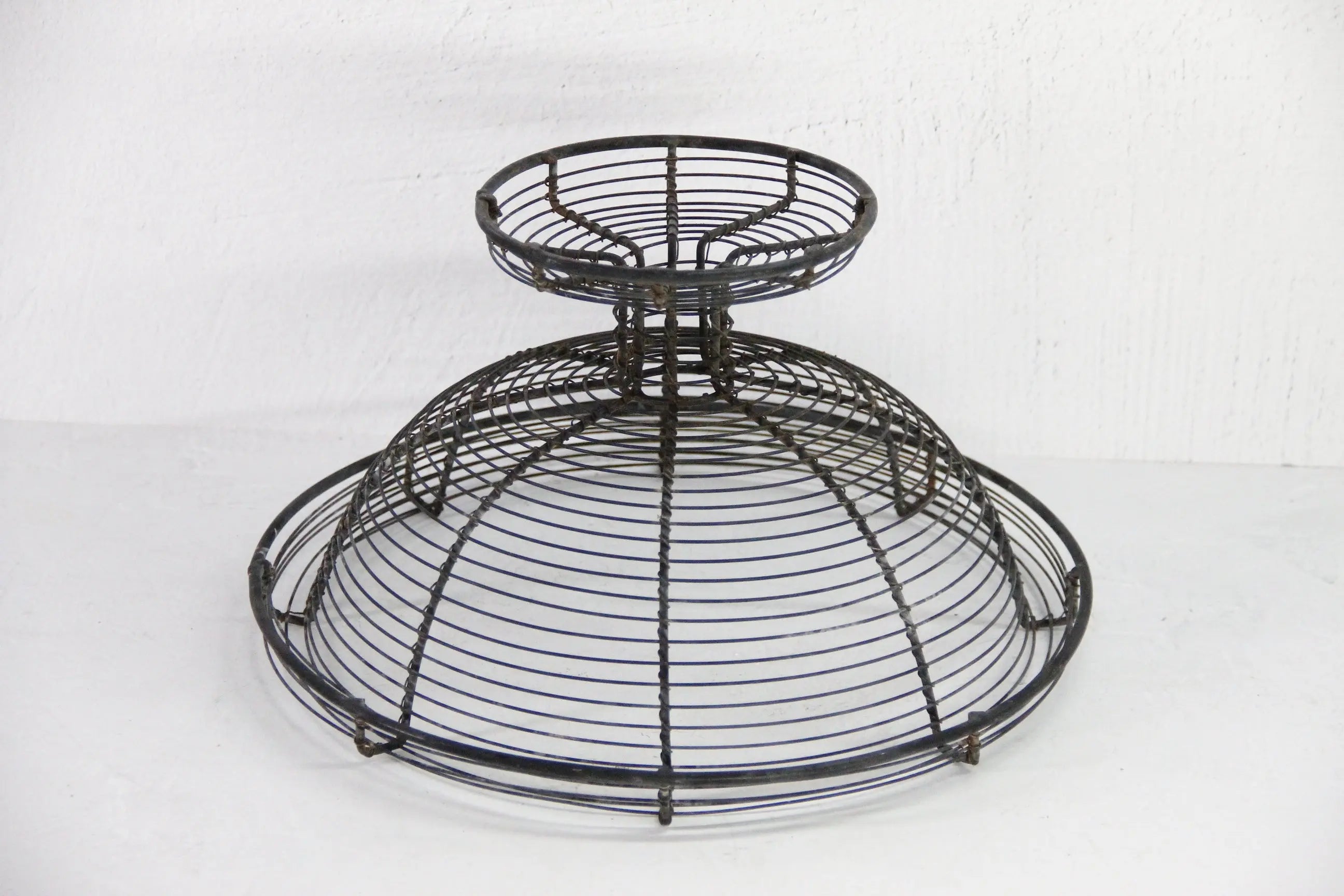 Vintage French Basket | Black Wire Pedestal With Patina  Debra Hall Lifestyle