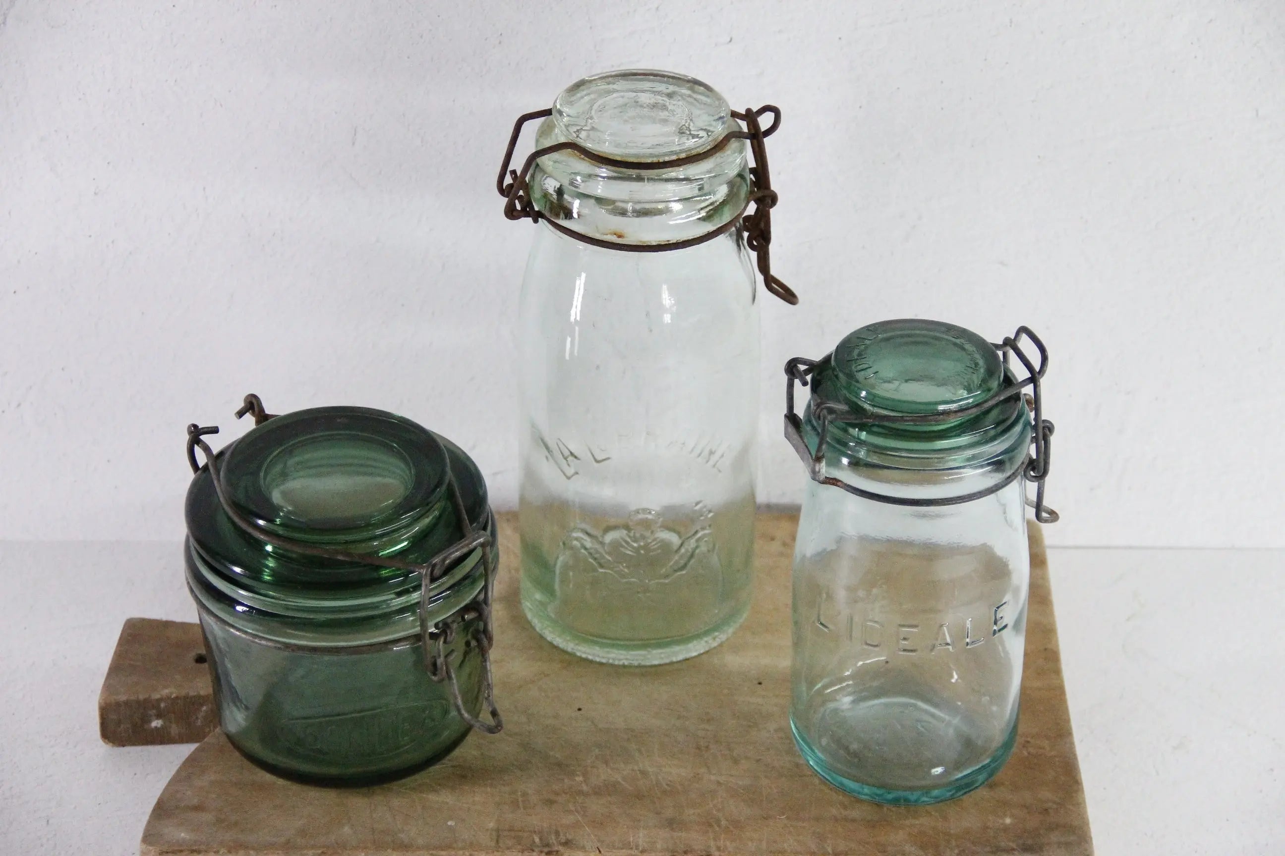 Vintage French Canning Jar | Assorted Green Glass Jar  Debra Hall Lifestyle