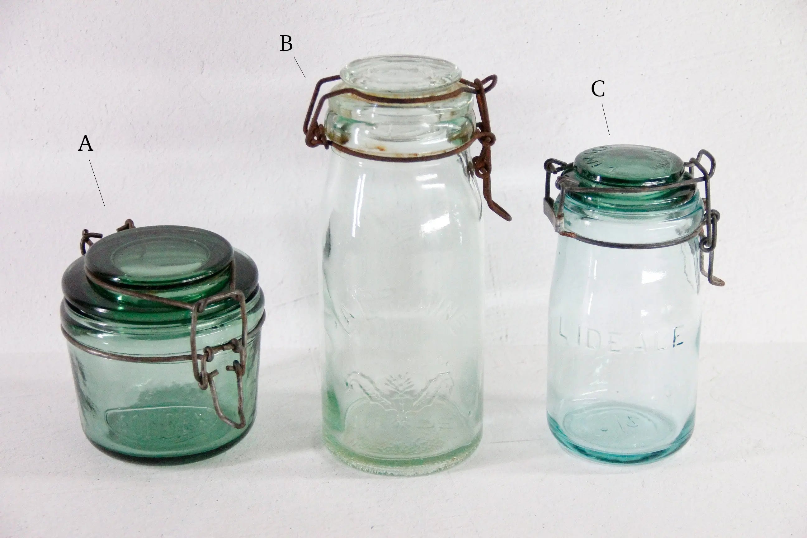 Vintage French Canning Jar | Assorted Green Glass Jar  Debra Hall Lifestyle