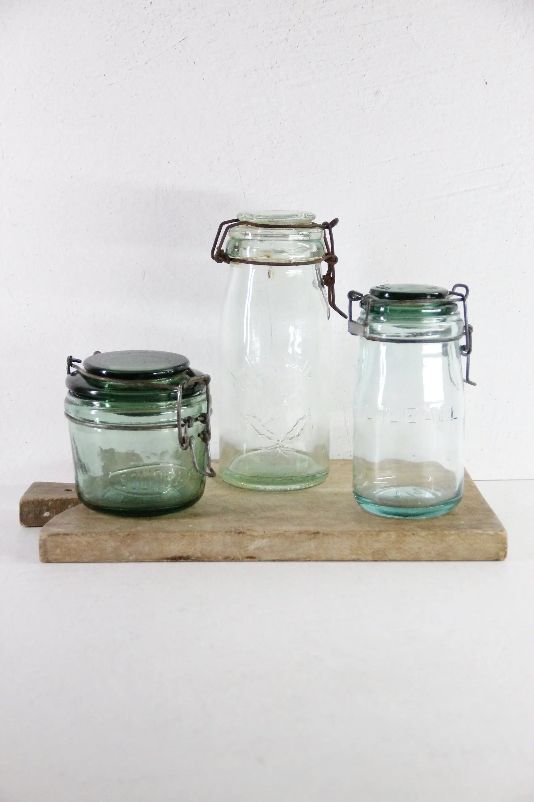 Vintage French Canning Jar | Assorted Green Glass Jar  Debra Hall Lifestyle
