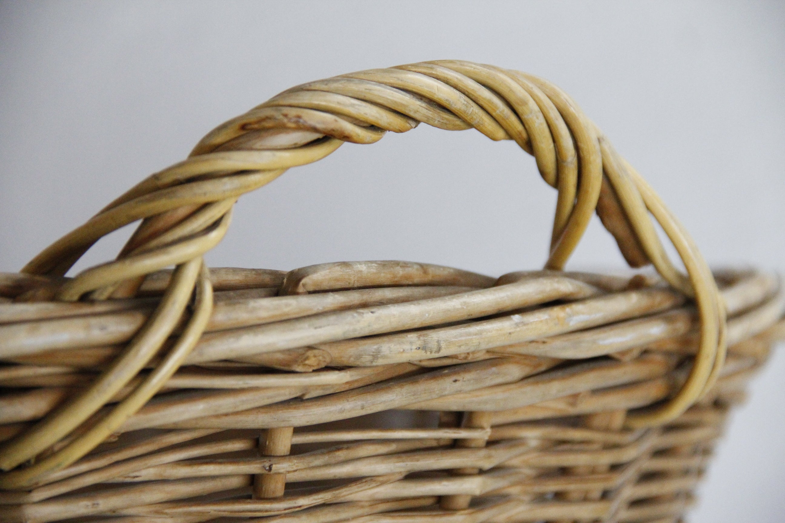 Vintage French Laundry Baskets With Handles | Round Wicker  Debra Hall Lifestyle