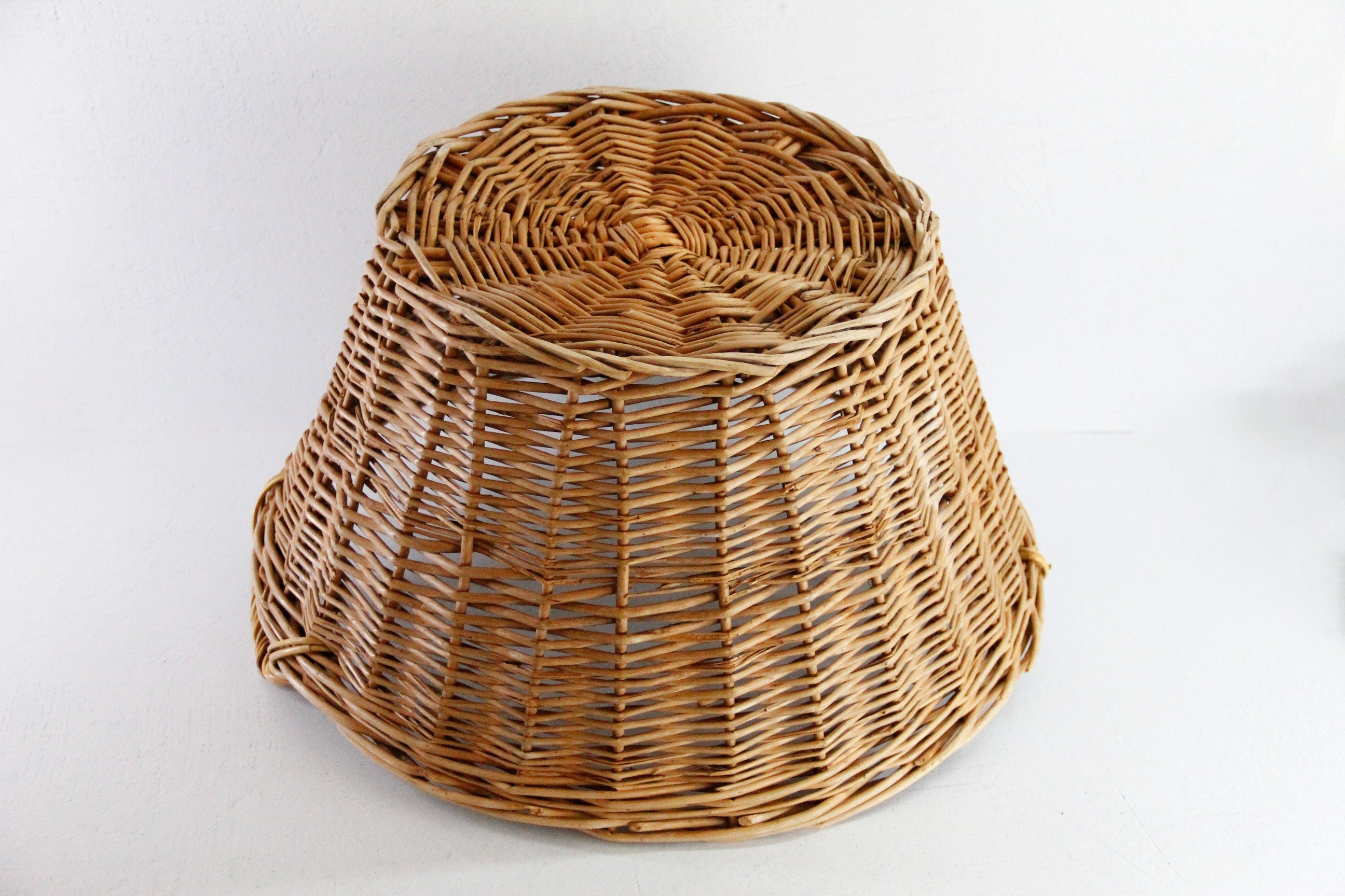 Vintage French Laundry Baskets With Handles | Round Wicker  Debra Hall Lifestyle