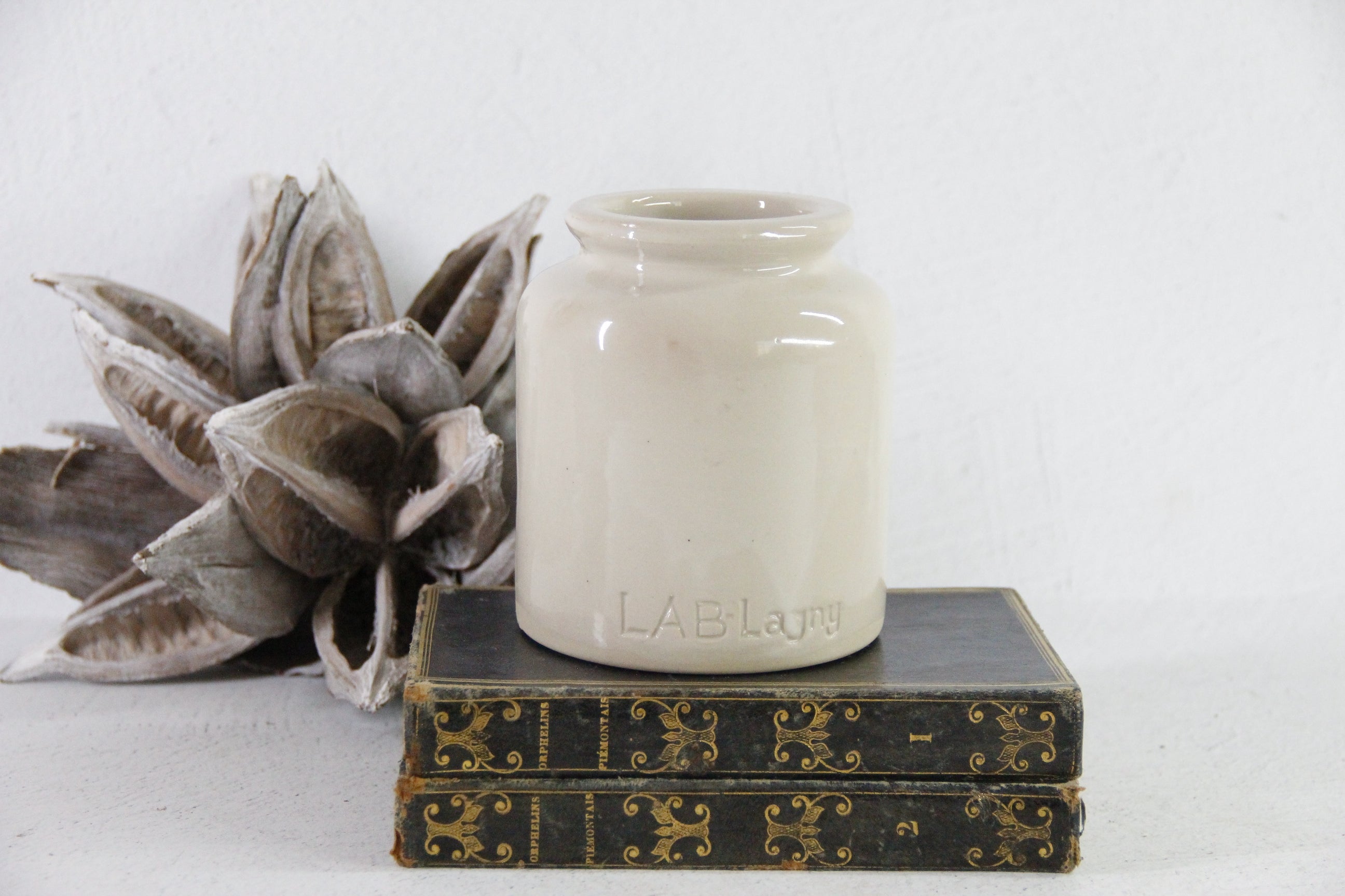 Vintage French Stoneware Jar | Lab Lagny Mustard  Debra Hall Lifestyle
