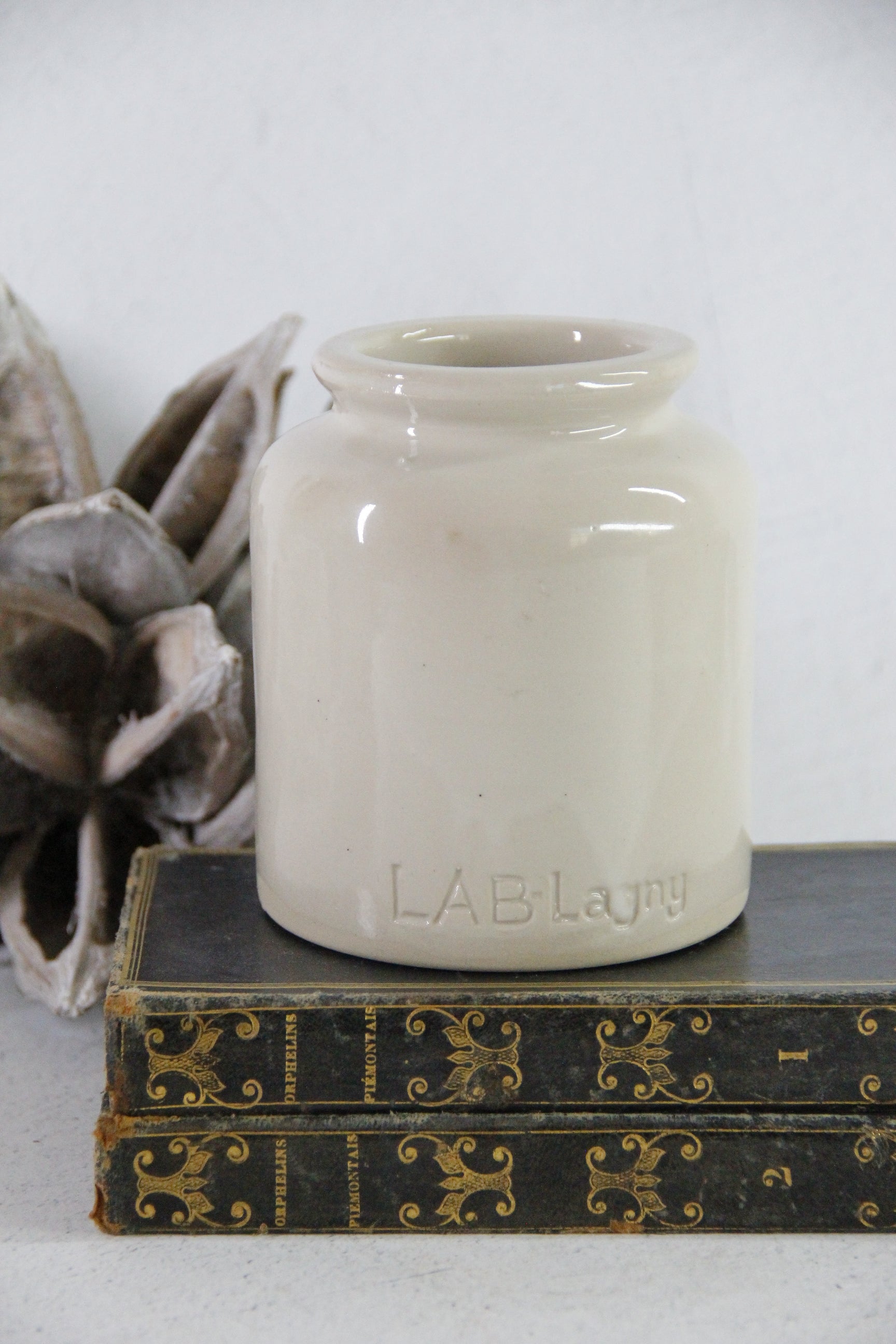 Vintage French Stoneware Jar | Lab Lagny Mustard  Debra Hall Lifestyle