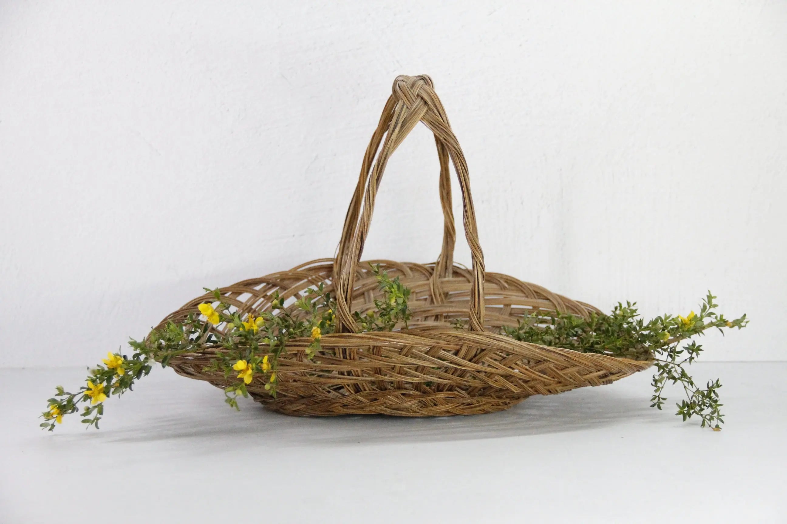 Vintage Gathering Basket with Handle | Rattan Kitchen Decor  Debra Hall Lifestyle