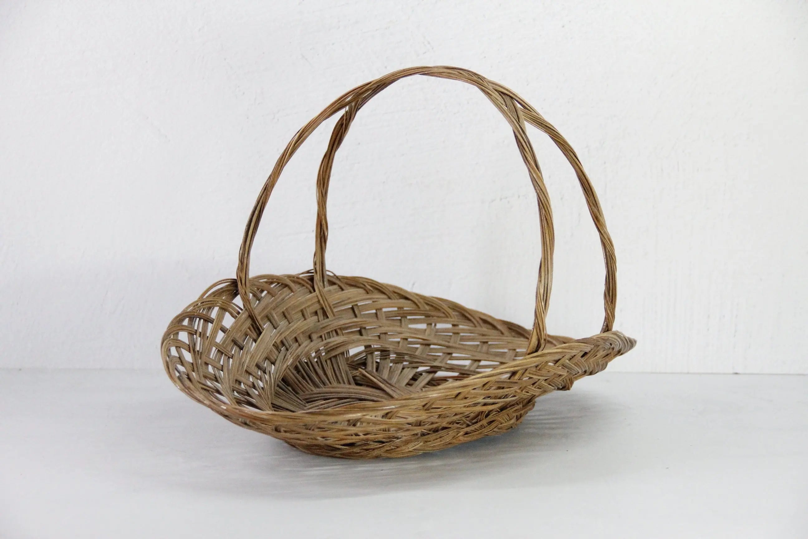 Vintage Gathering Basket with Handle | Rattan Kitchen Decor  Debra Hall Lifestyle