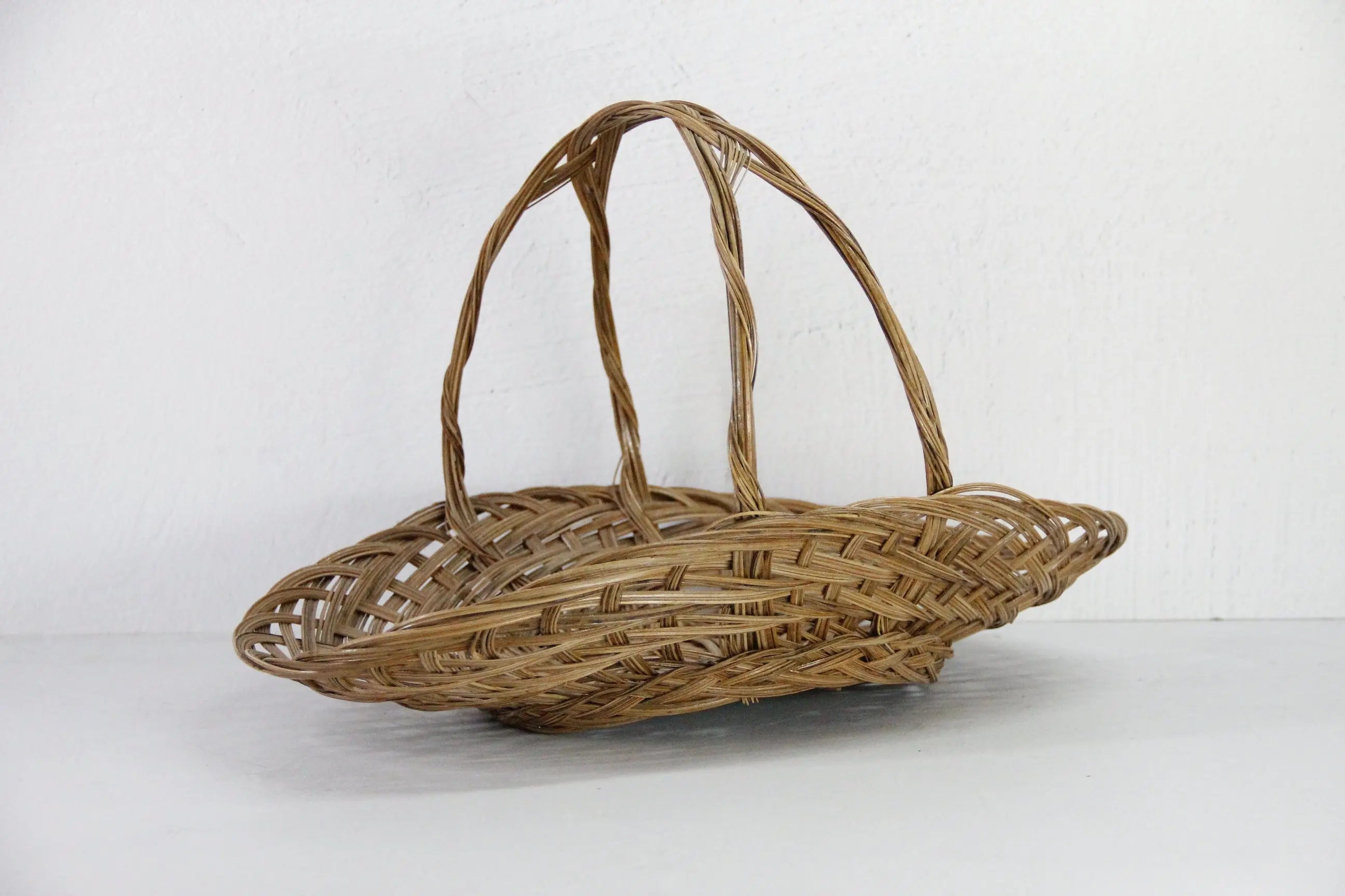 Vintage Gathering Basket with Handle | Rattan Kitchen Decor  Debra Hall Lifestyle