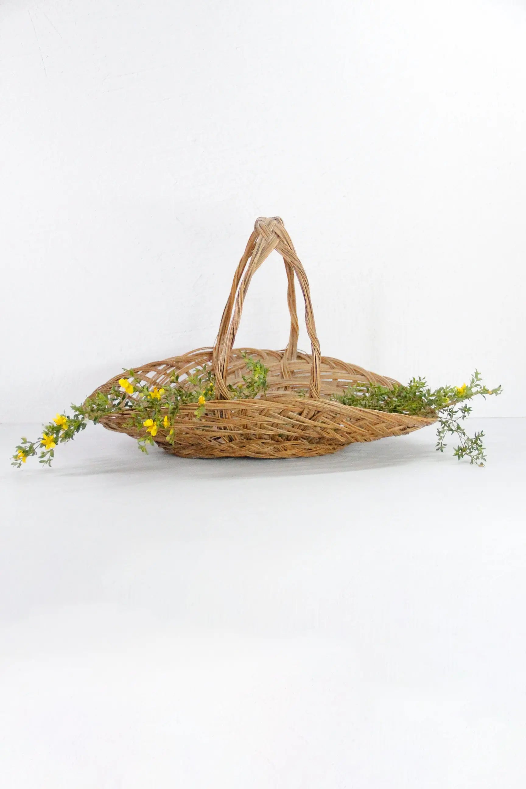 Vintage Gathering Basket with Handle | Rattan Kitchen Decor  Debra Hall Lifestyle