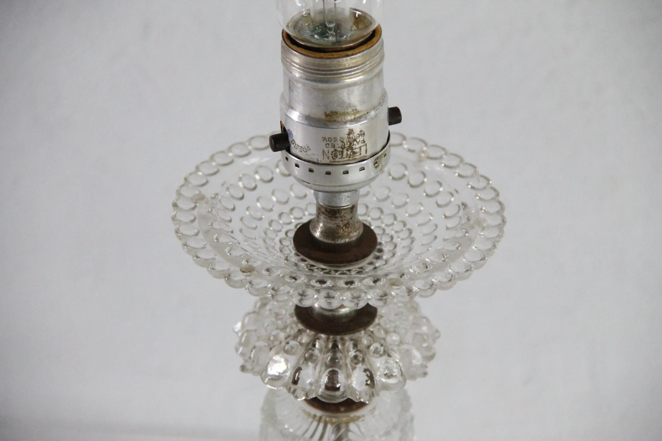 Vintage Glass Boudoir Lamp | Footed 1940s Pressed Clear Glass  Debra Hall Lifestyle