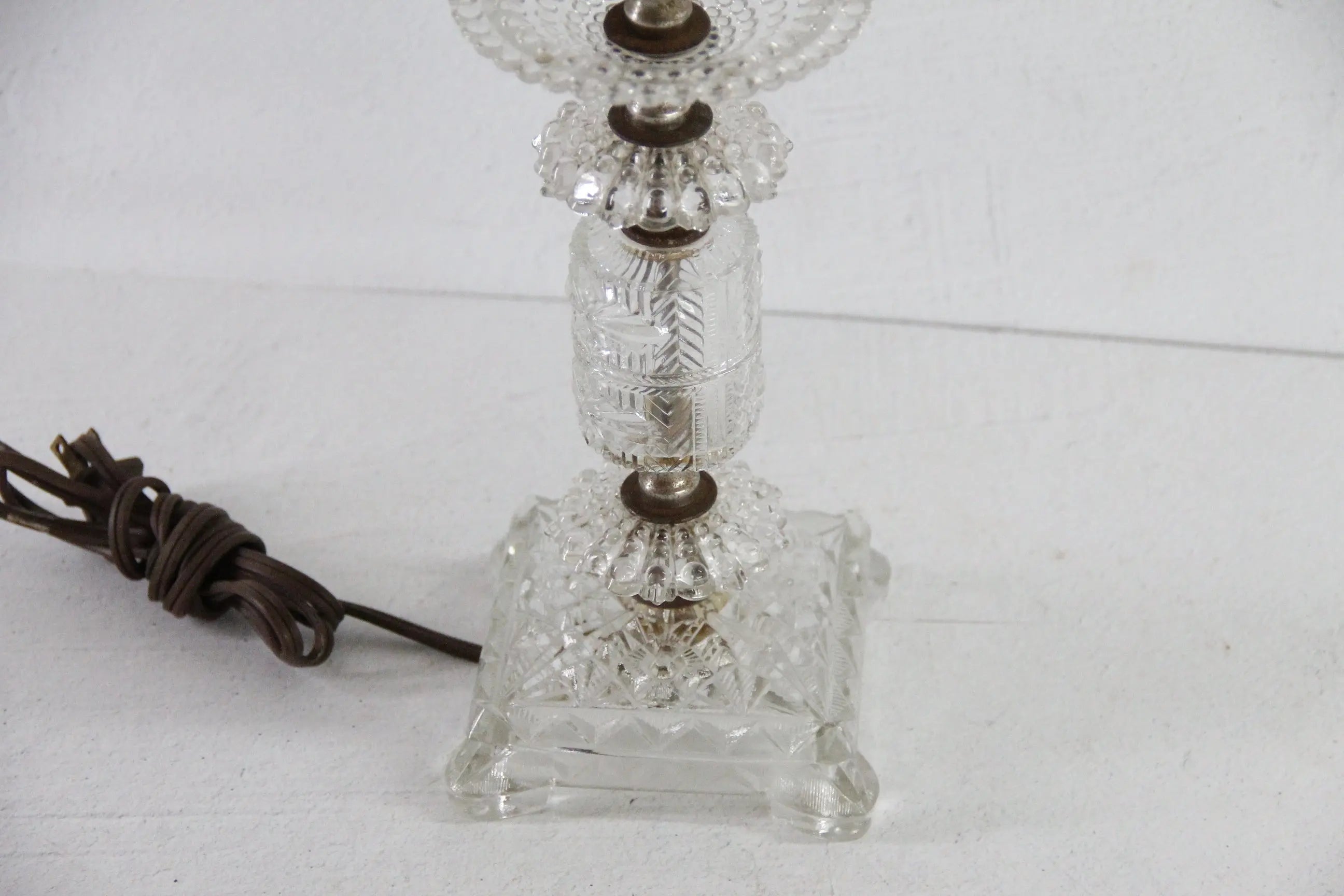 Vintage Glass Boudoir Lamp | Footed 1940s Pressed Clear Glass  Debra Hall Lifestyle
