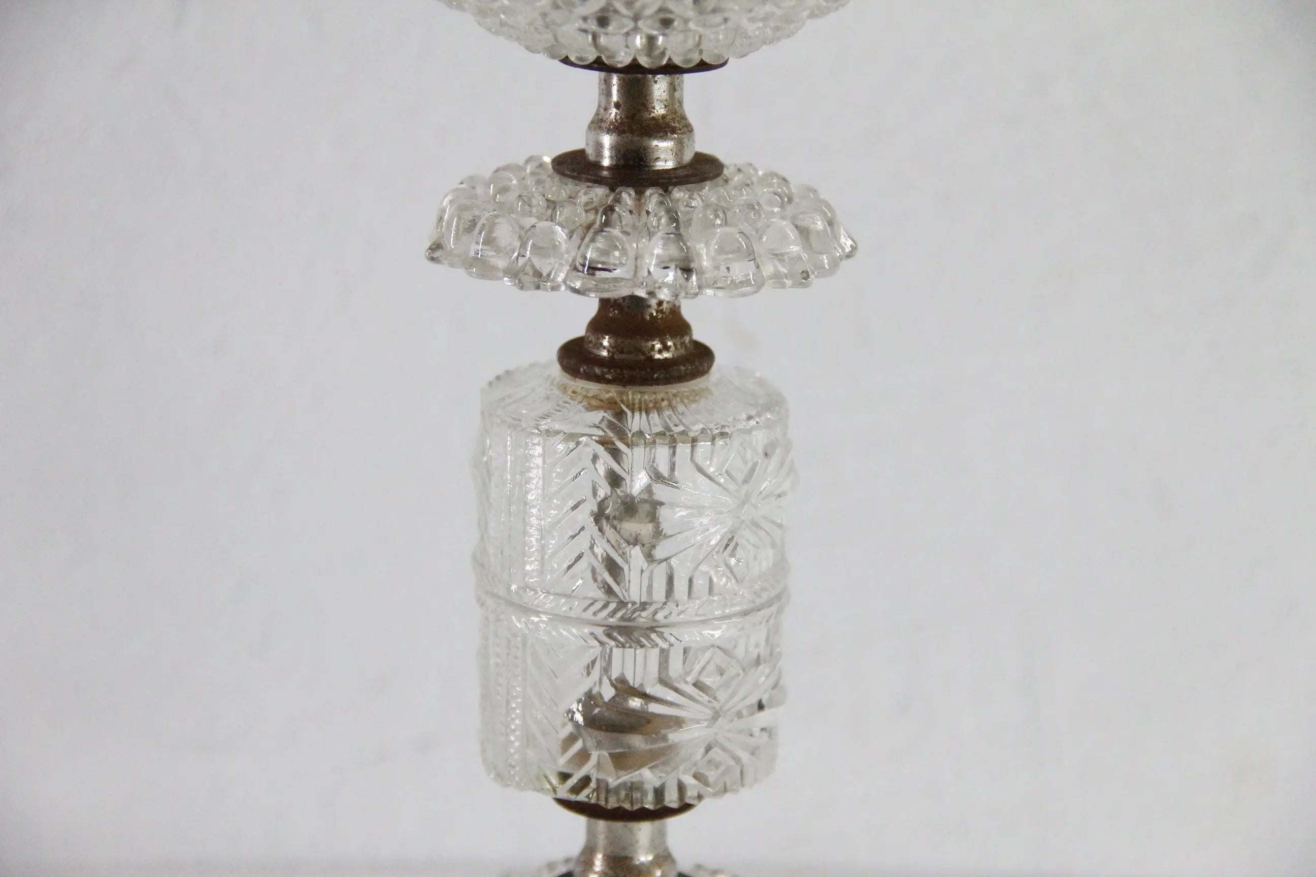 Vintage Glass Boudoir Lamp | Footed 1940s Pressed Clear Glass  Debra Hall Lifestyle