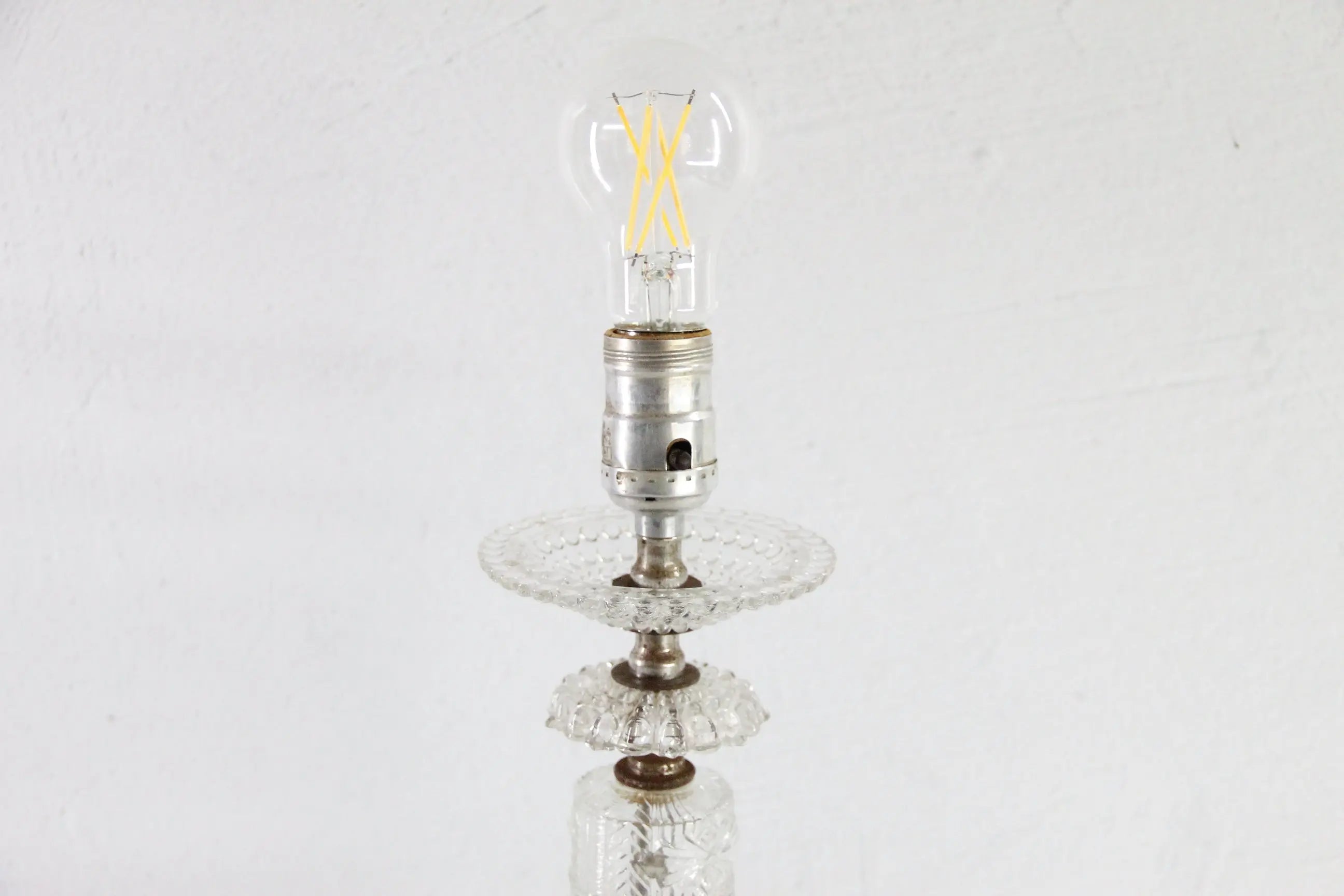 Vintage Glass Boudoir Lamp | Footed 1940s Pressed Clear Glass  Debra Hall Lifestyle
