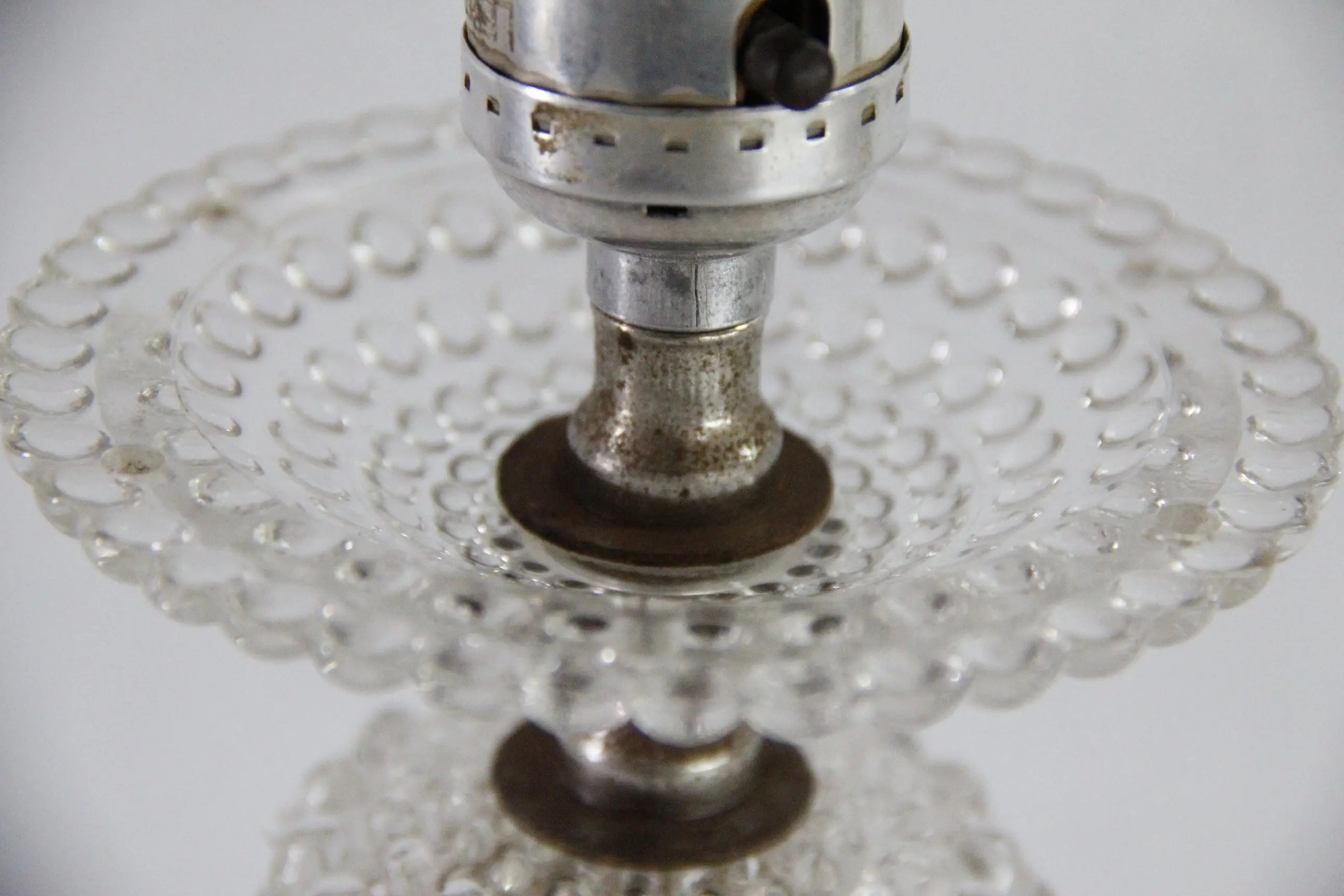 Vintage Glass Boudoir Lamp | Footed 1940s Pressed Clear Glass  Debra Hall Lifestyle