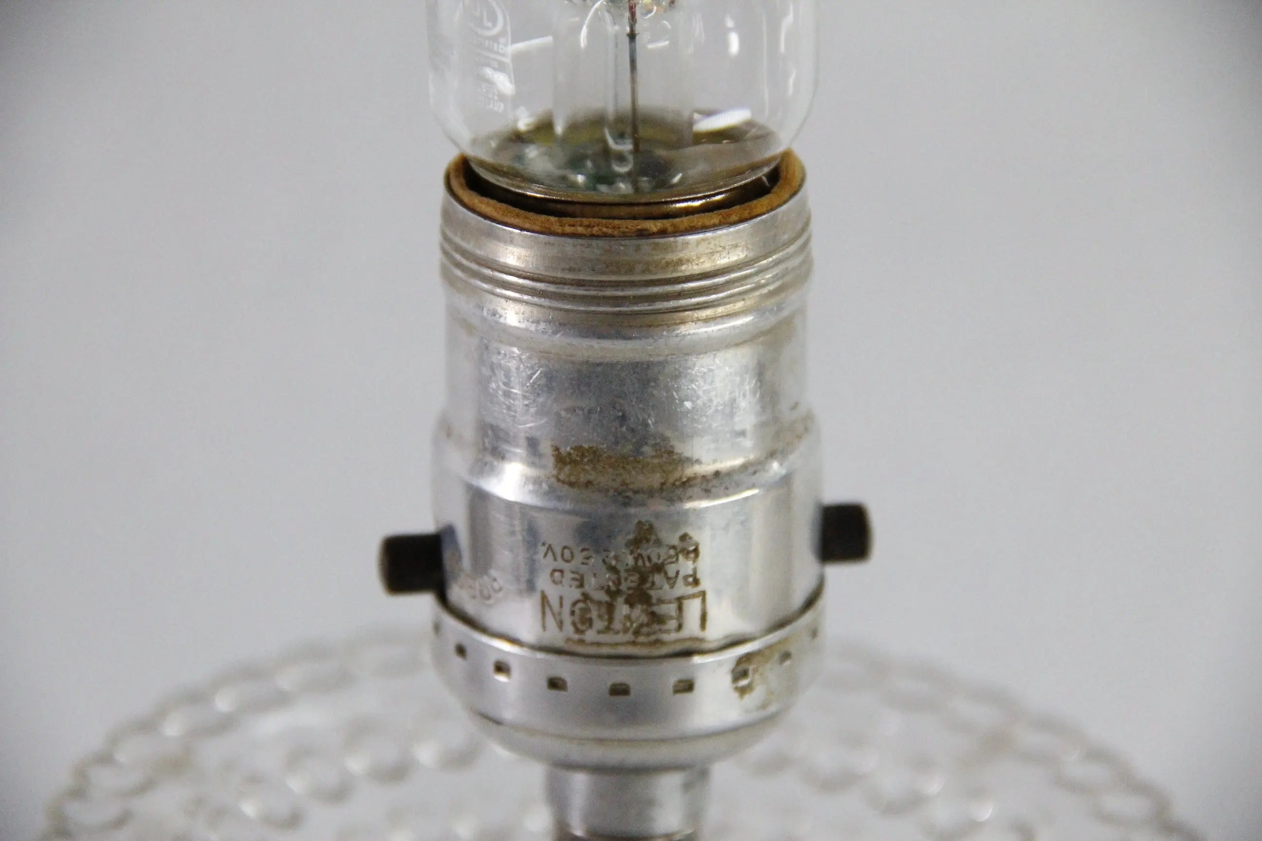 Vintage Glass Boudoir Lamp | Footed 1940s Pressed Clear Glass  Debra Hall Lifestyle