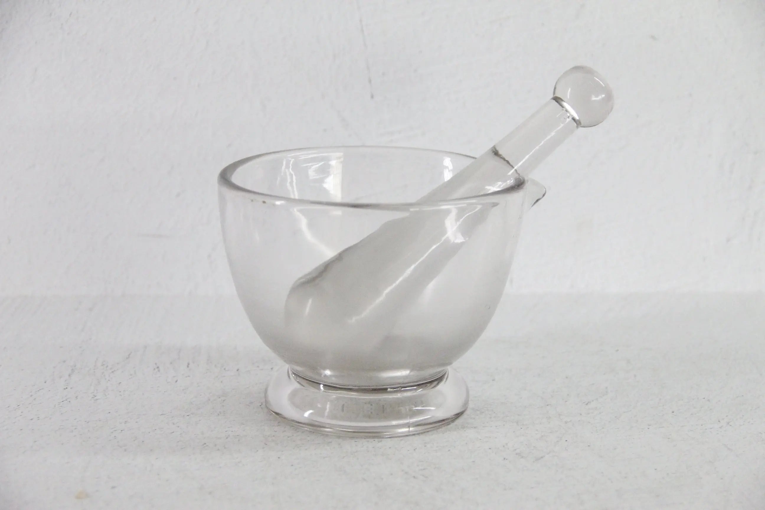 Vintage Glass Mortar and Pestle 16 OZ| Clear Bubbled Glass Set  Debra Hall Lifestyle