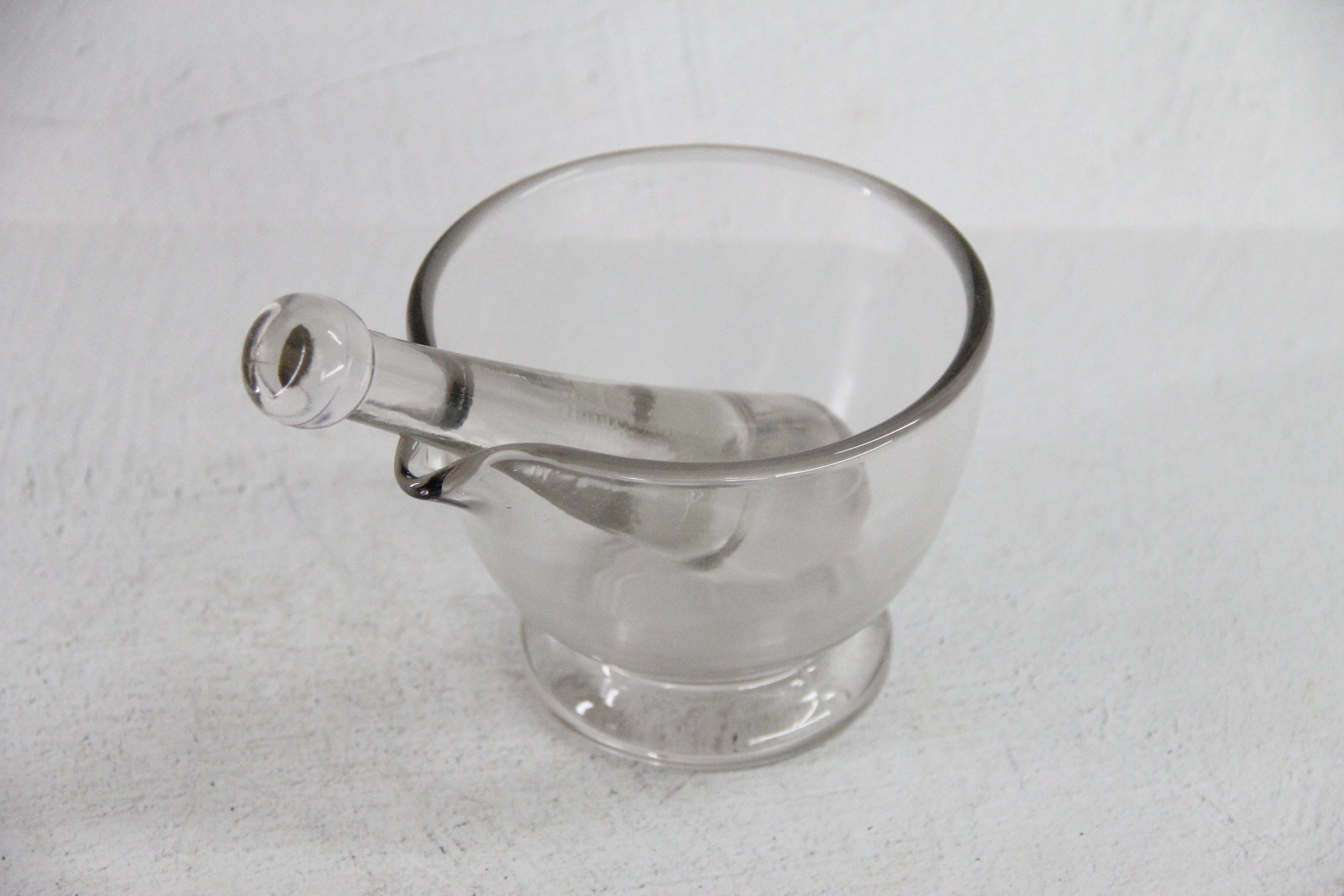 Vintage Glass Mortar and Pestle 16 OZ| Clear Bubbled Glass Set