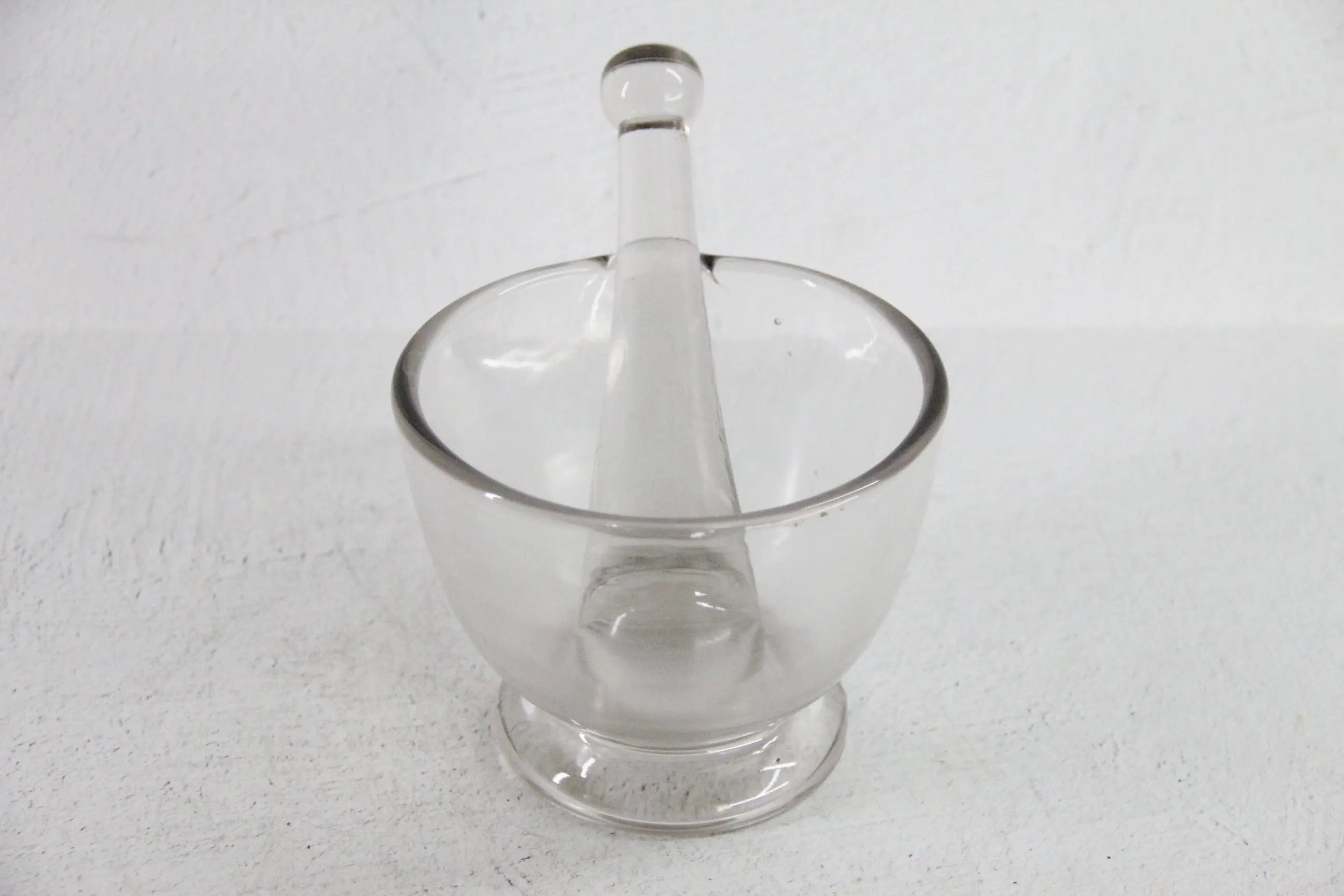 Vintage Glass Mortar and Pestle 16 OZ| Clear Bubbled Glass Set  Debra Hall Lifestyle