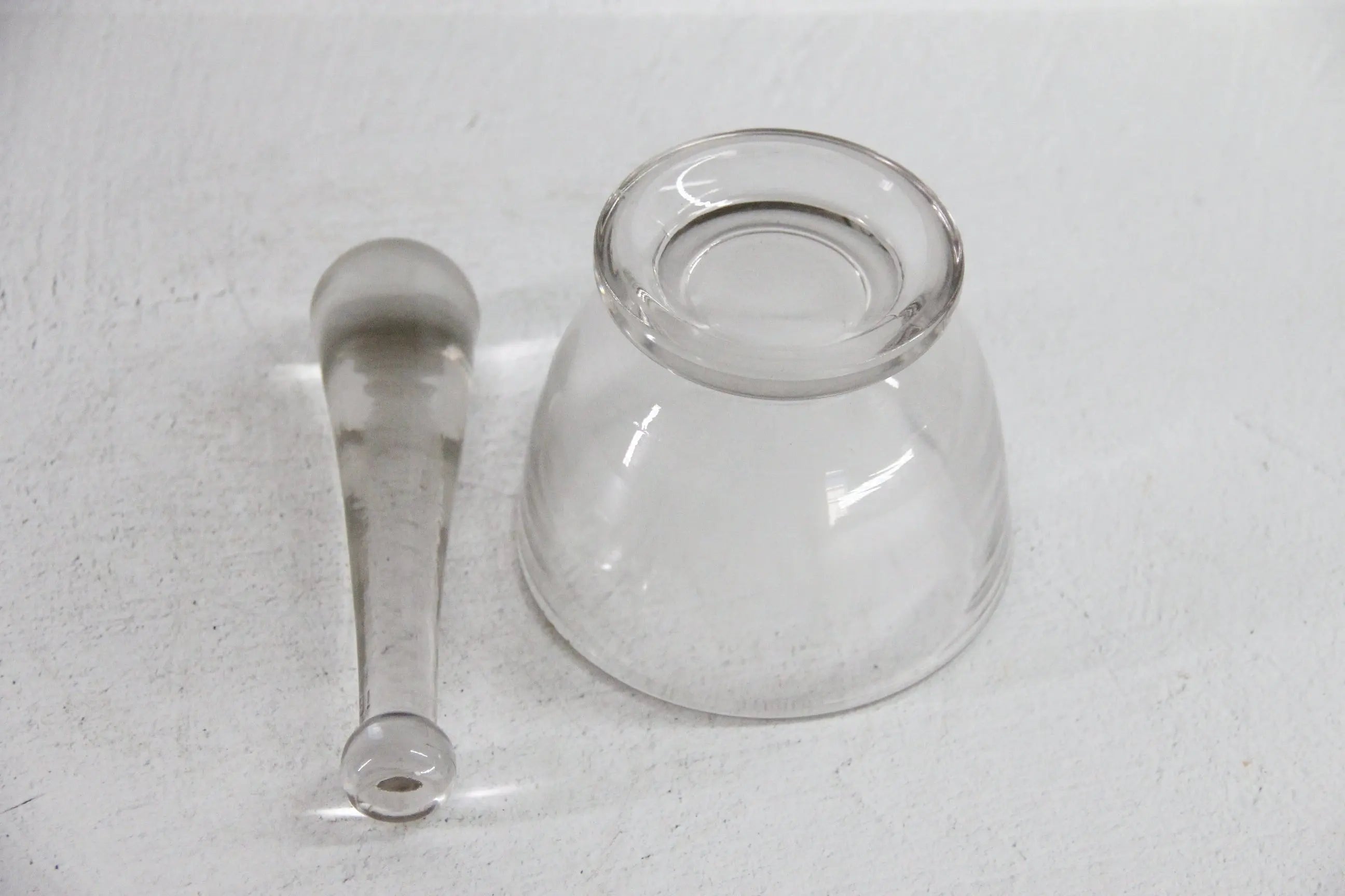 Vintage Glass Mortar and Pestle 16 OZ| Clear Bubbled Glass Set  Debra Hall Lifestyle