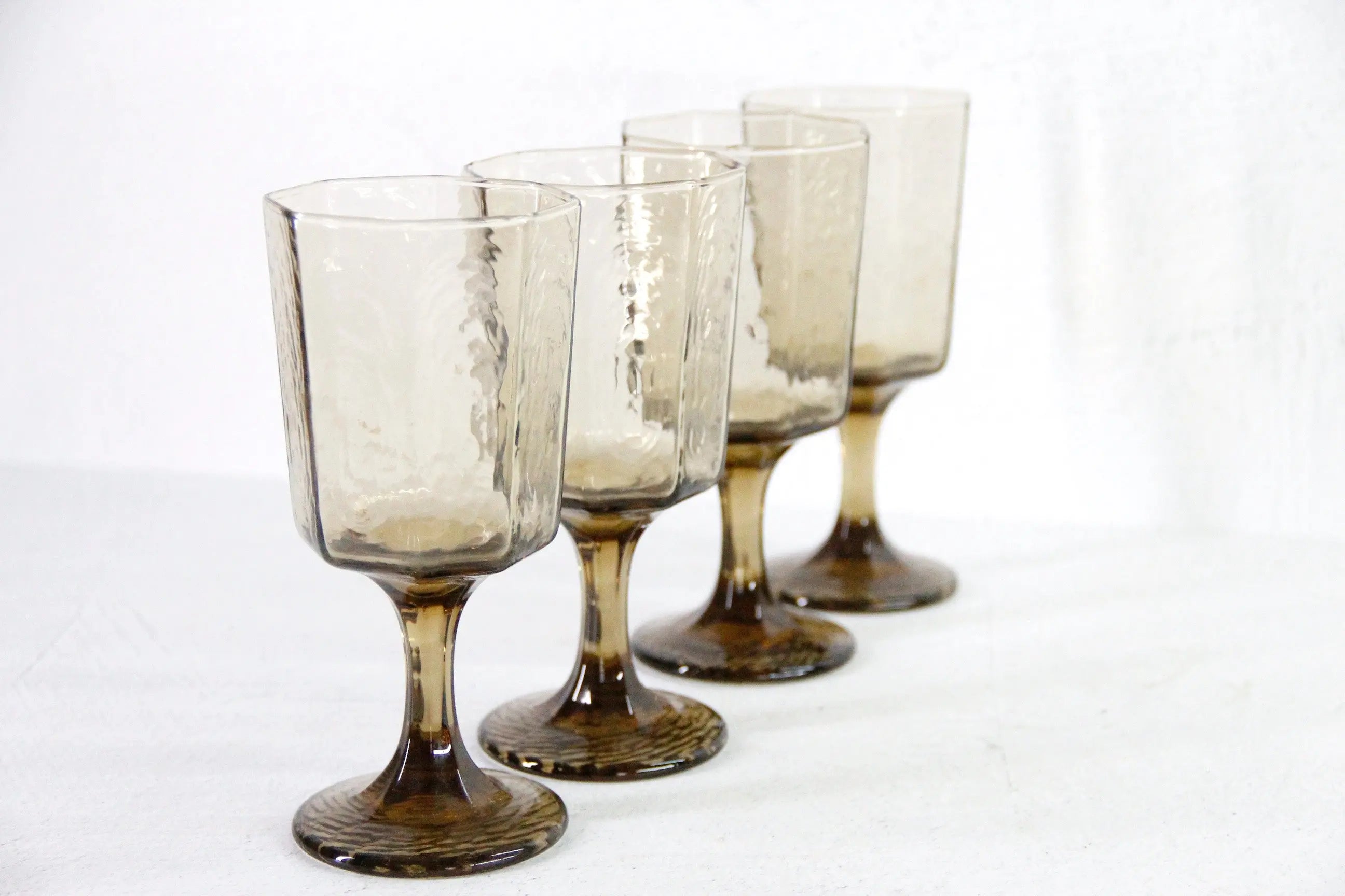 Vintage Goblets | Smokey Brown Wine Glass Set Of 4  Debra Hall Lifestyle