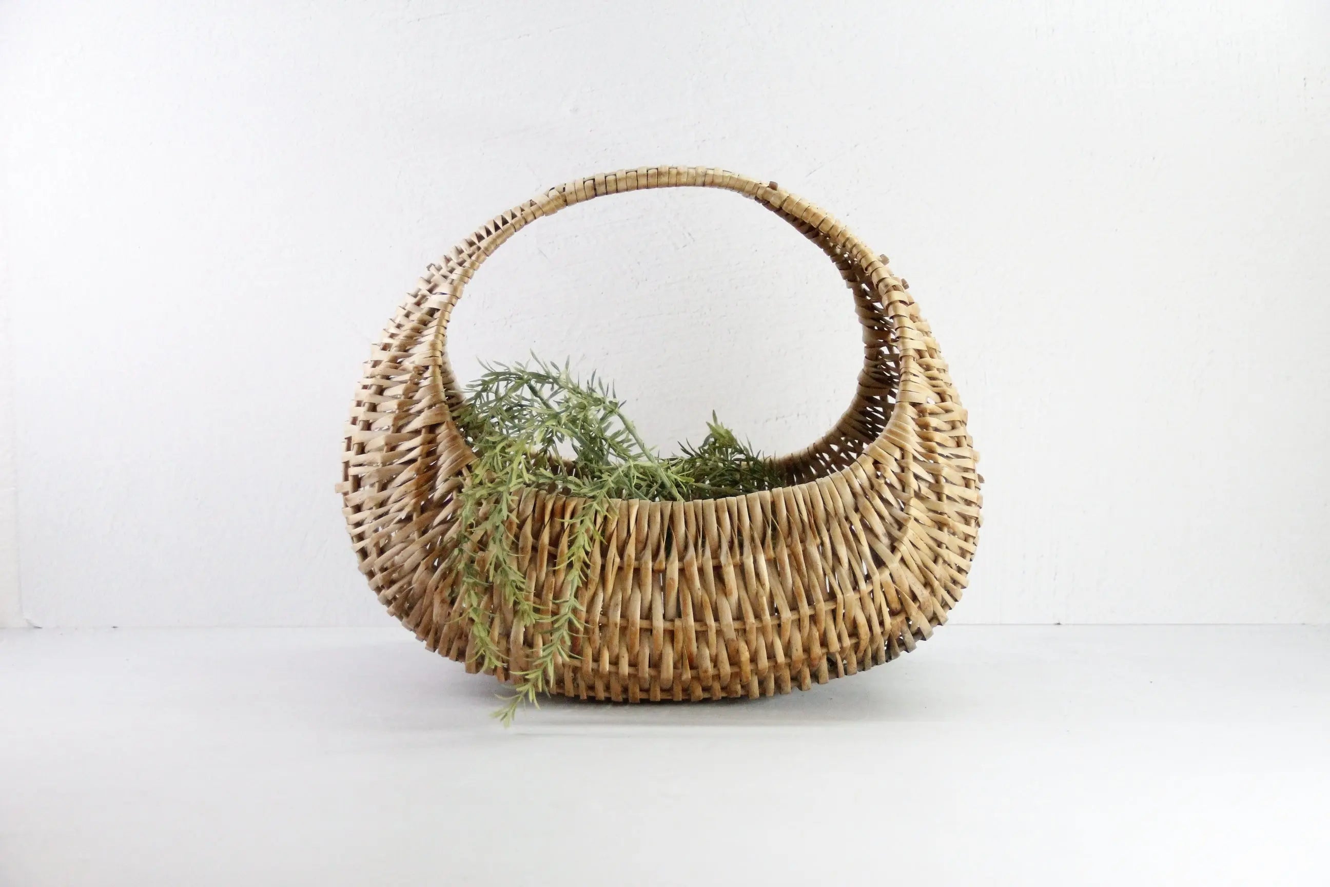 Vintage Gondola Basket | Half Moon Rattan Gathering  Debra Hall Lifestyle