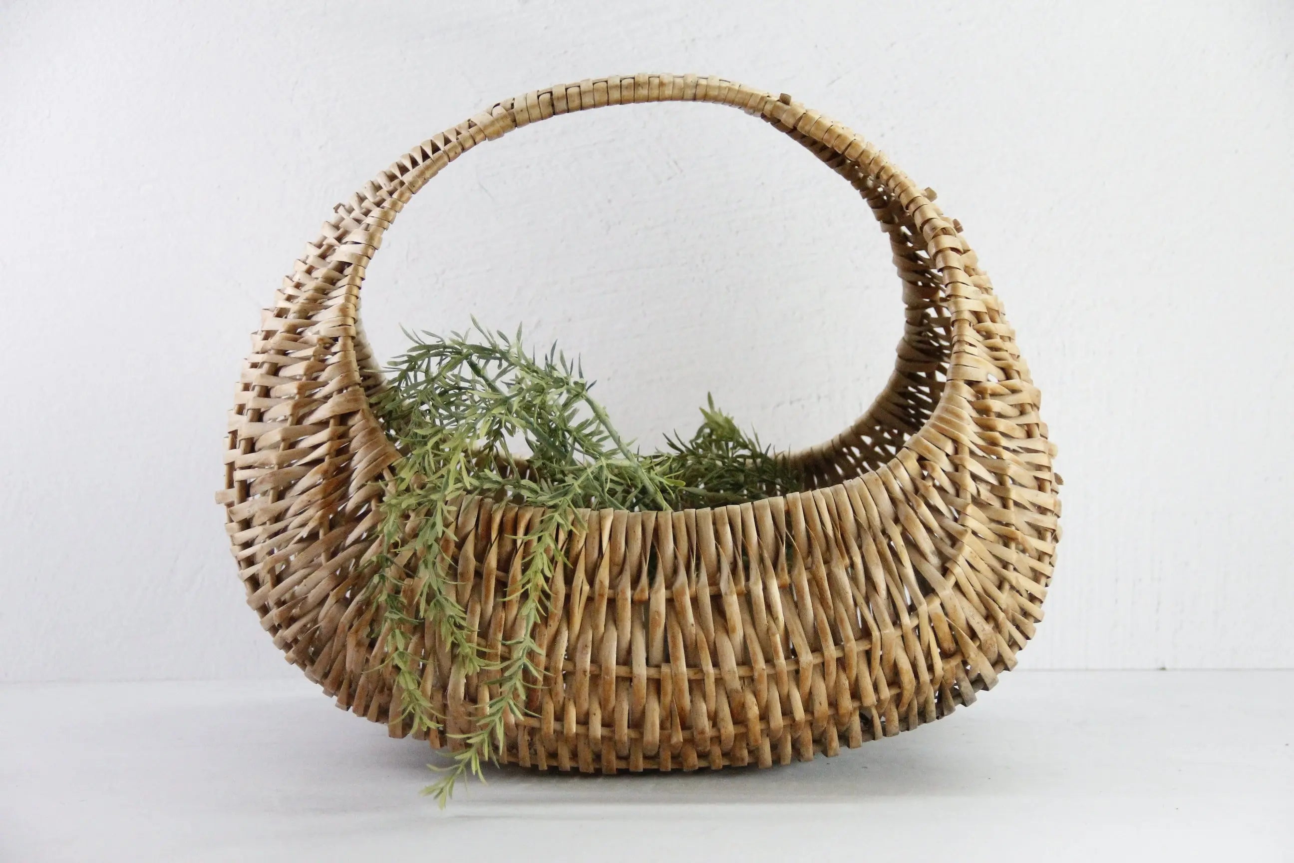 Vintage Gondola Basket | Half Moon Rattan Gathering  Debra Hall Lifestyle