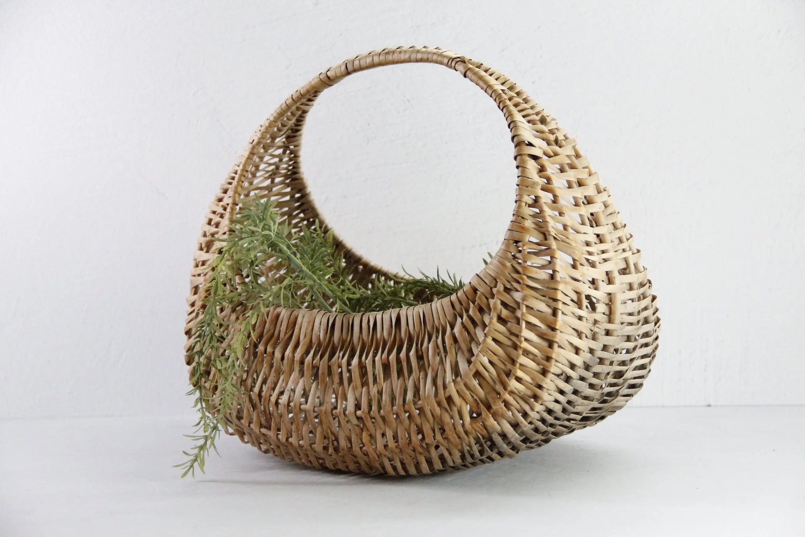 Vintage Gondola Basket | Half Moon Rattan Gathering  Debra Hall Lifestyle