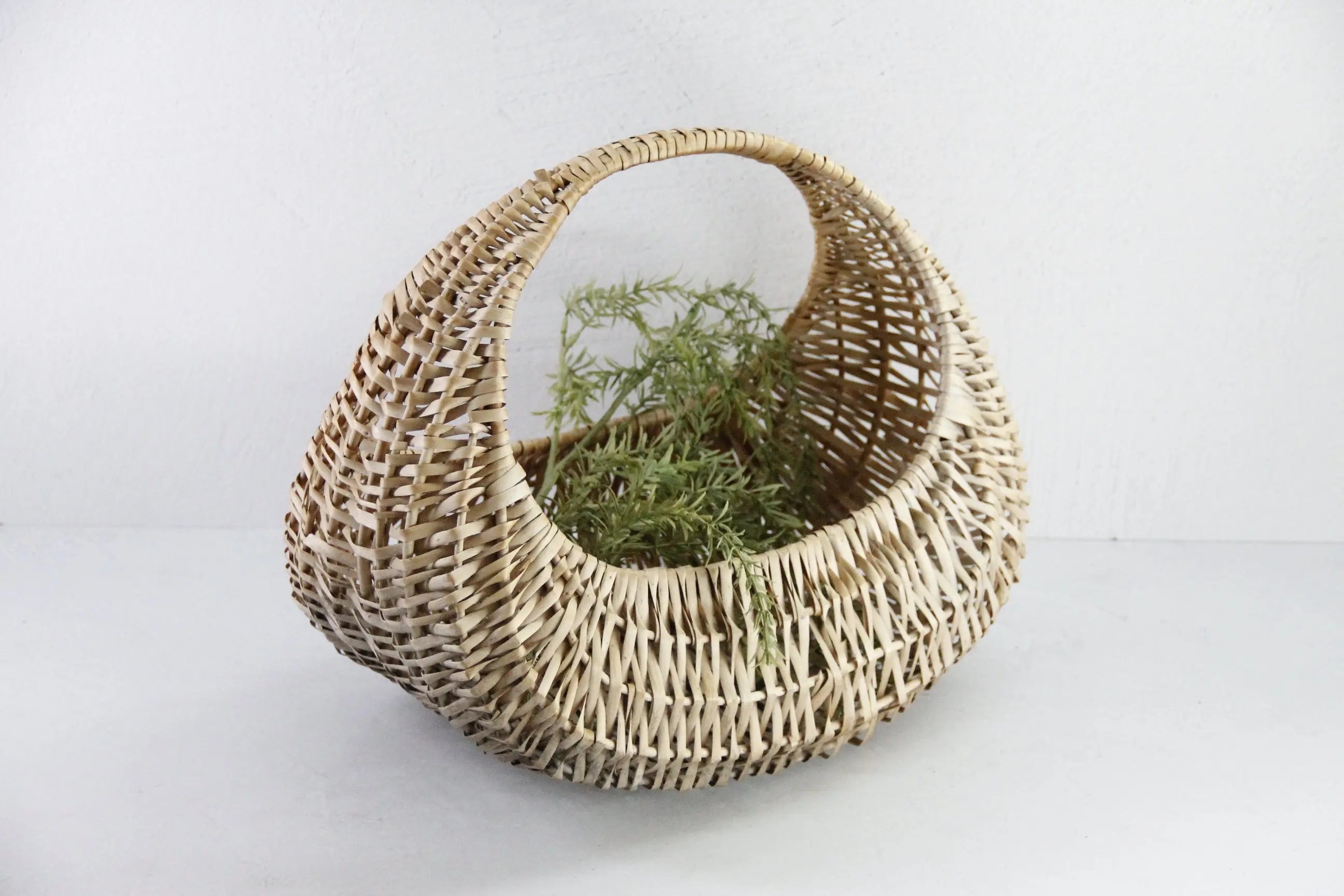 Vintage Gondola Basket | Half Moon Rattan Gathering  Debra Hall Lifestyle