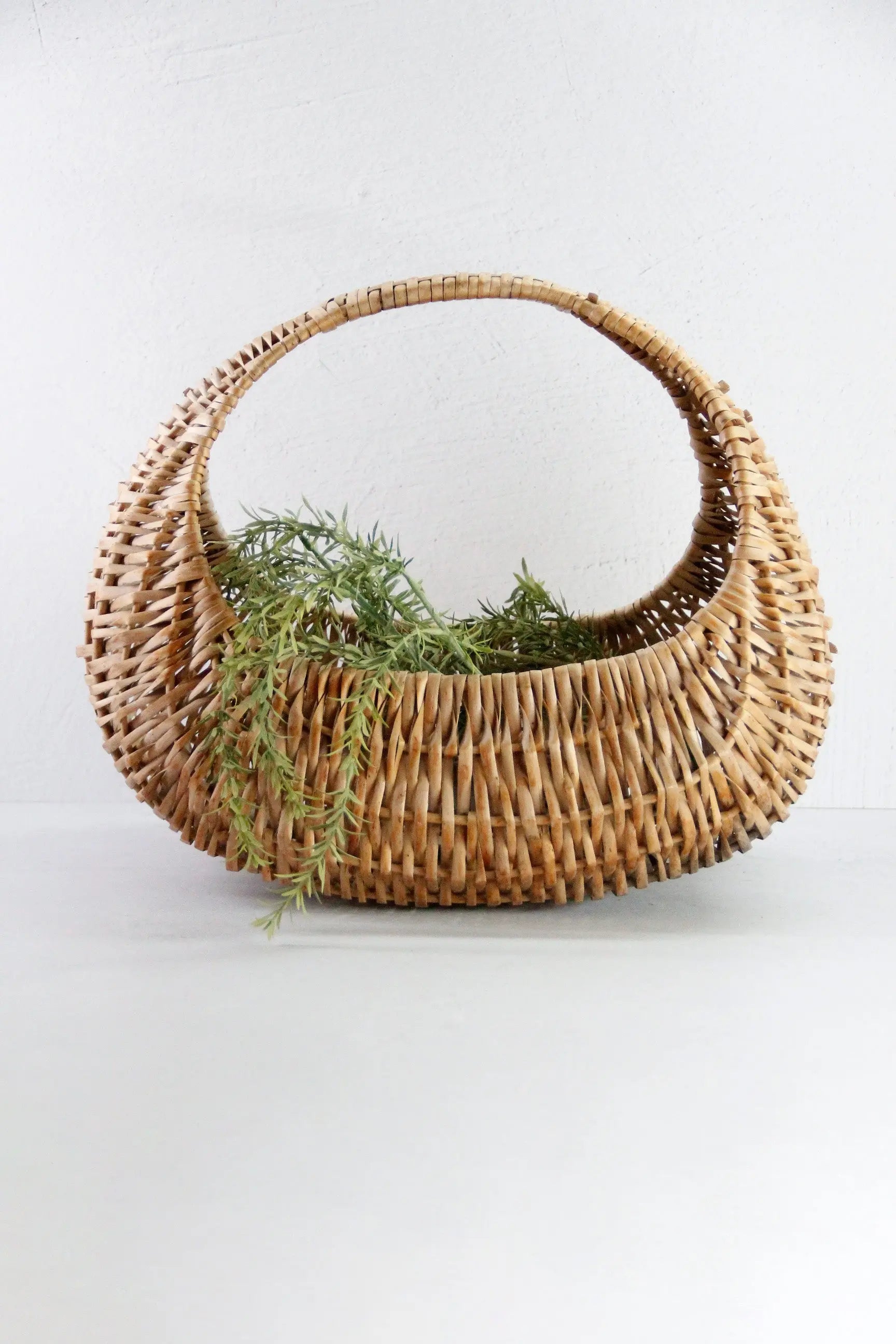 Vintage Gondola Basket | Half Moon Rattan Gathering  Debra Hall Lifestyle