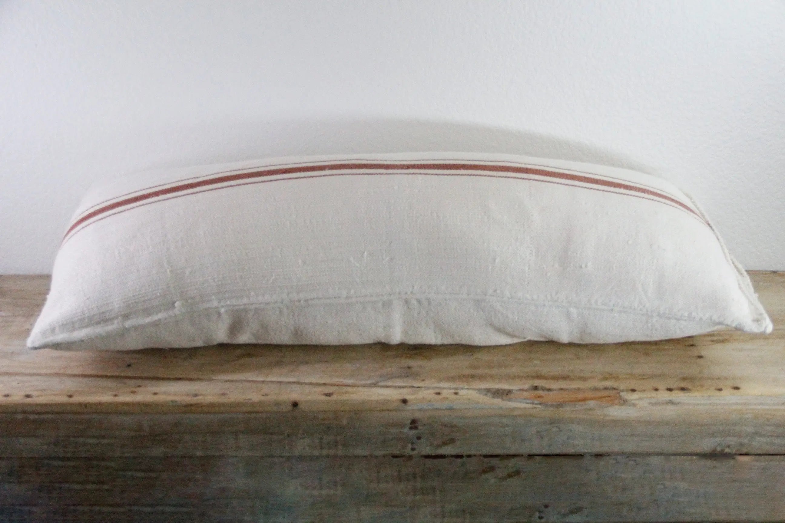 Vintage Grain Sack Pillow Double Sided | Cocoa Brown Stripe 40"  Debra Hall Lifestyle