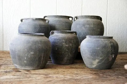 Vintage Gray Clay Water Pot |  Vessel  Debra Hall Lifestyle