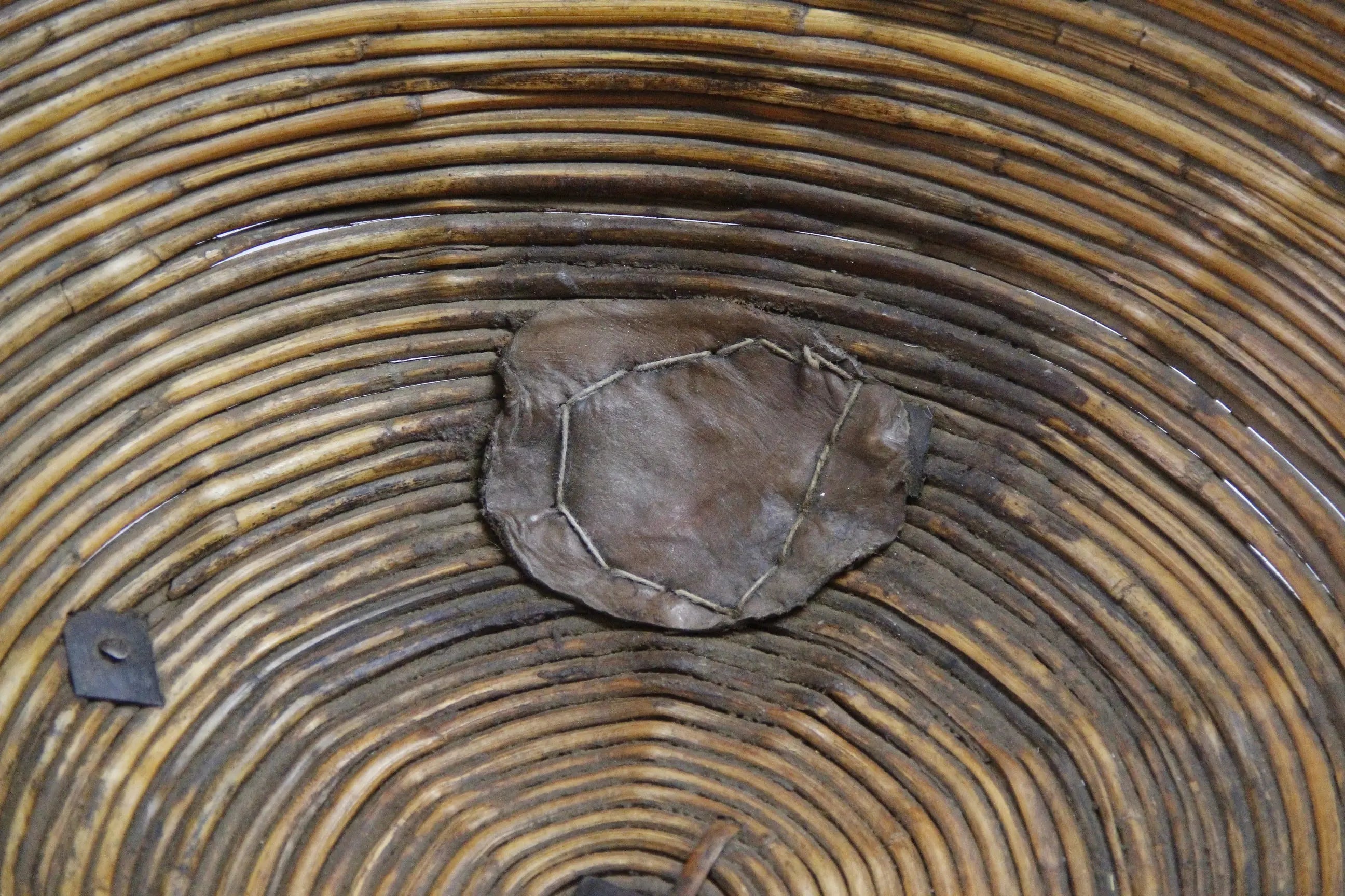 Vintage Harvest Basket India | Pencil Reed and Leather-Large  Debra Hall Lifestyle