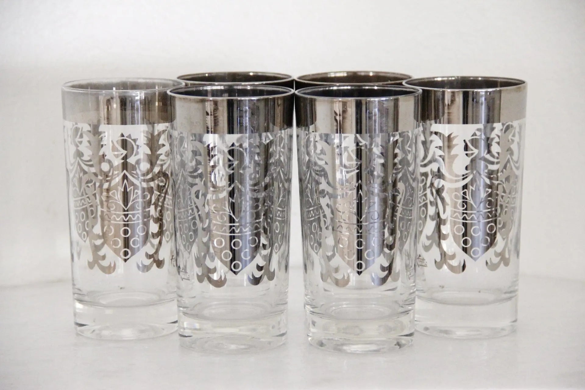 Vintage Highball Bar Glasses | Coat of Arms 6 Pcs.  Debra Hall Lifestyle