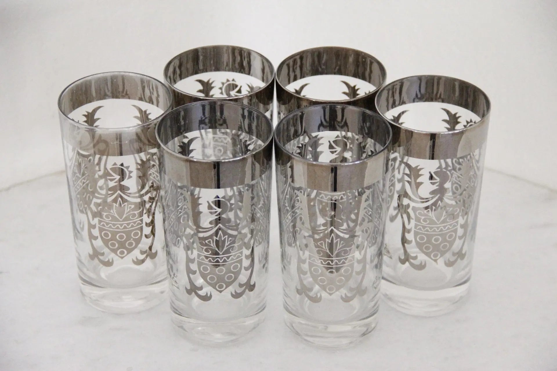 Vintage Highball Bar Glasses | Coat of Arms 6 Pcs.  Debra Hall Lifestyle