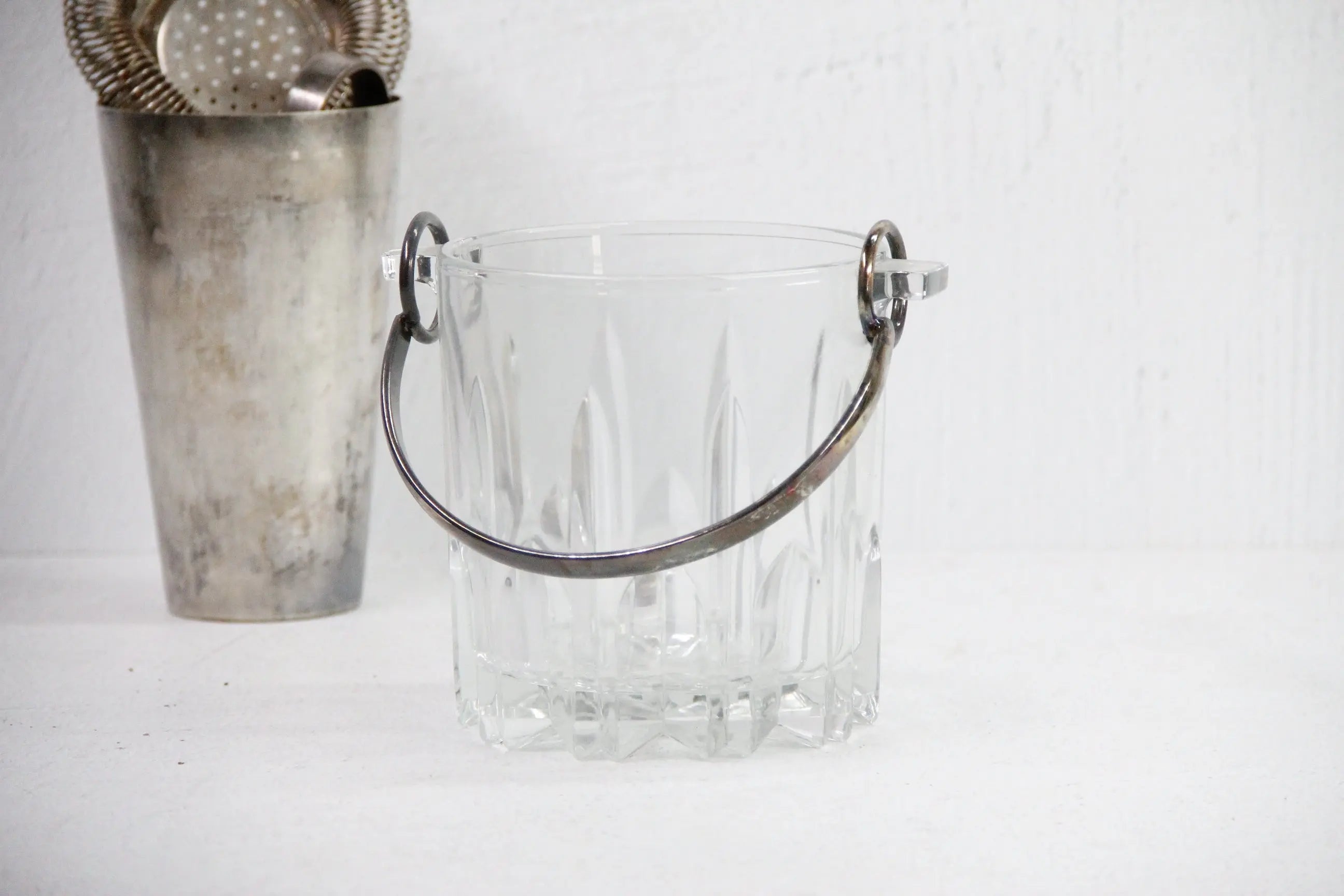 Vintage Ice Bucket | 1950s Glass Silver - Italy Stamp  Debra Hall Lifestyle