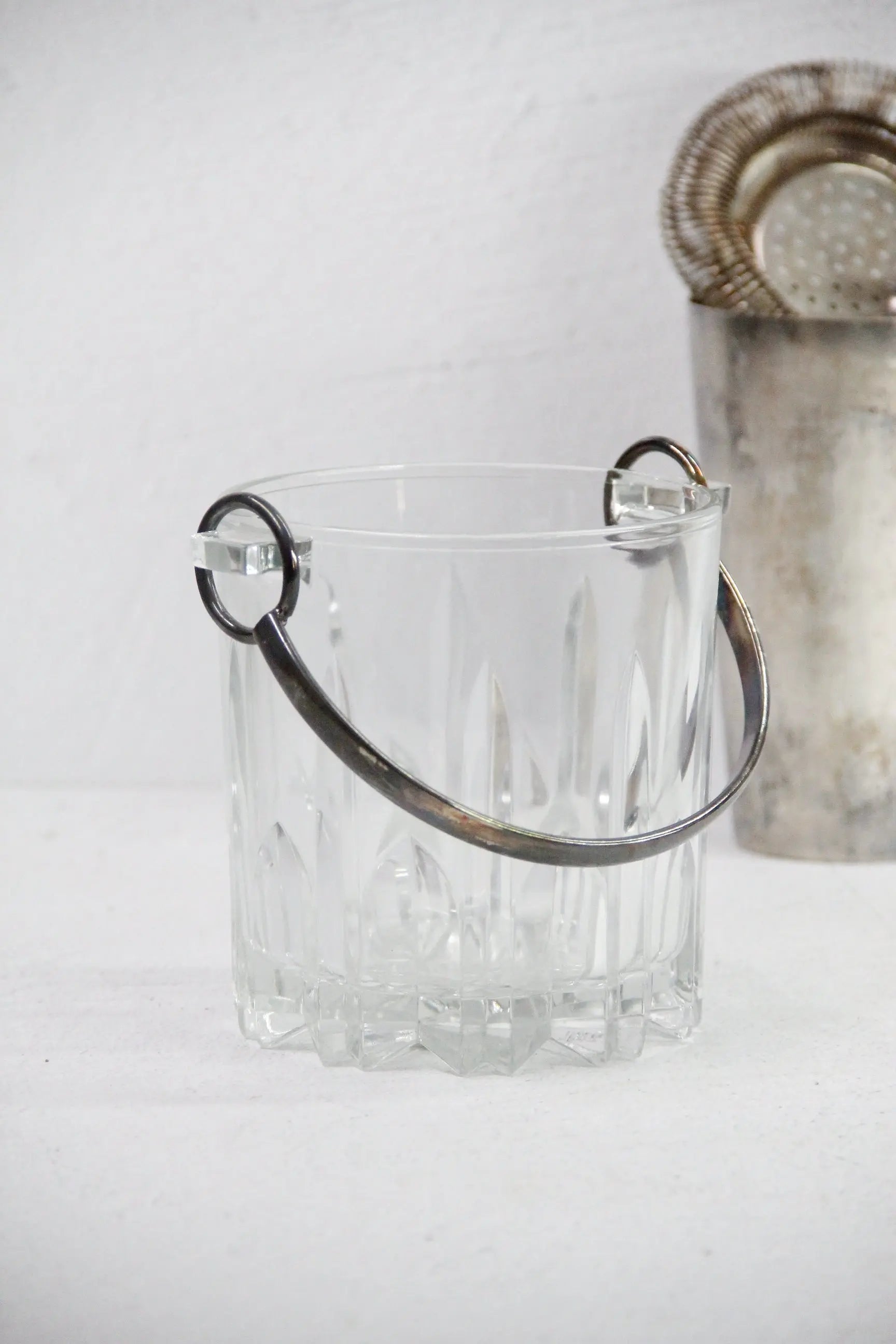 Vintage Ice Bucket | 1950s Glass Silver - Italy Stamp  Debra Hall Lifestyle