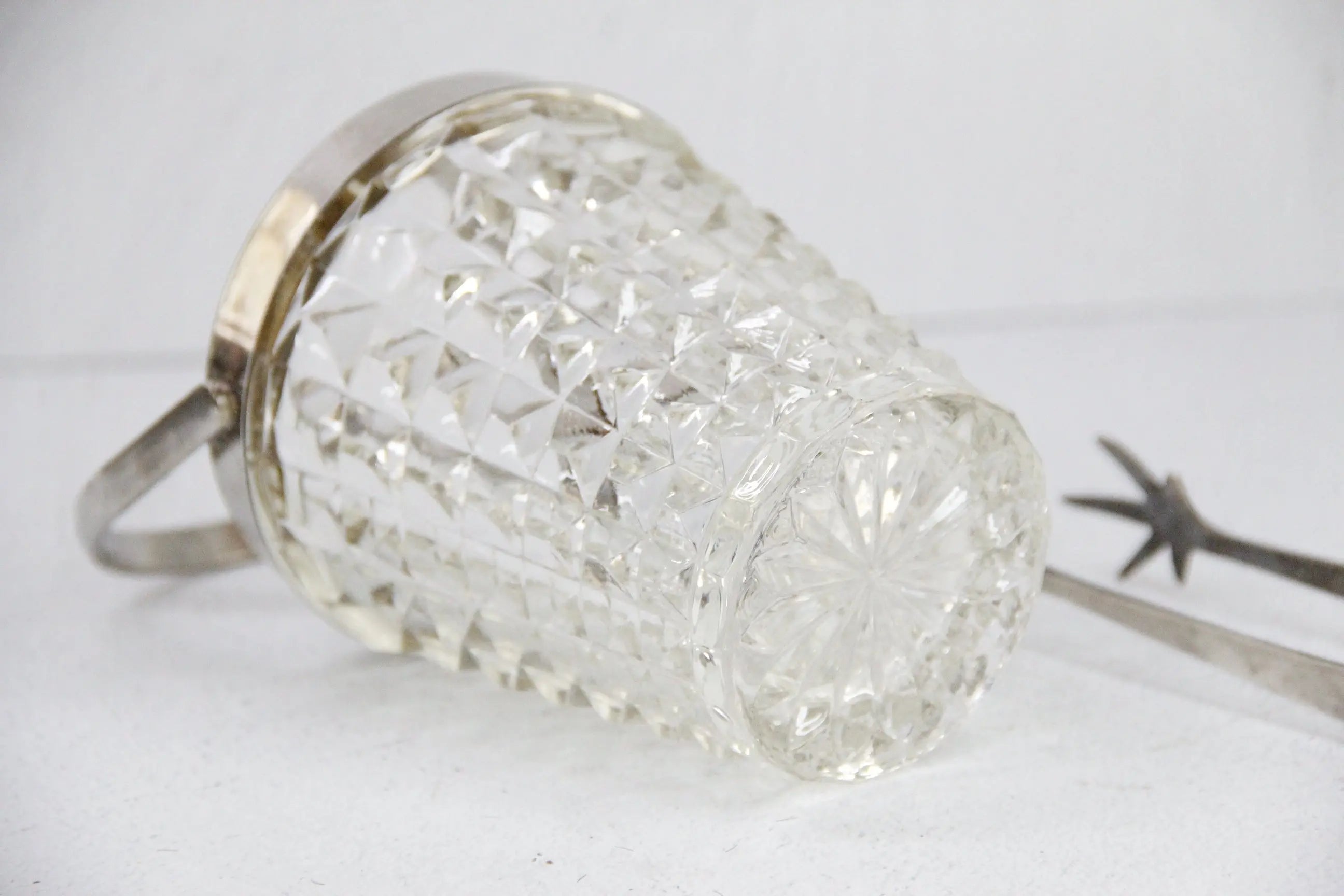 Vintage Ice Bucket | French Cut Glass Silver Swing Handle  Debra Hall Lifestyle