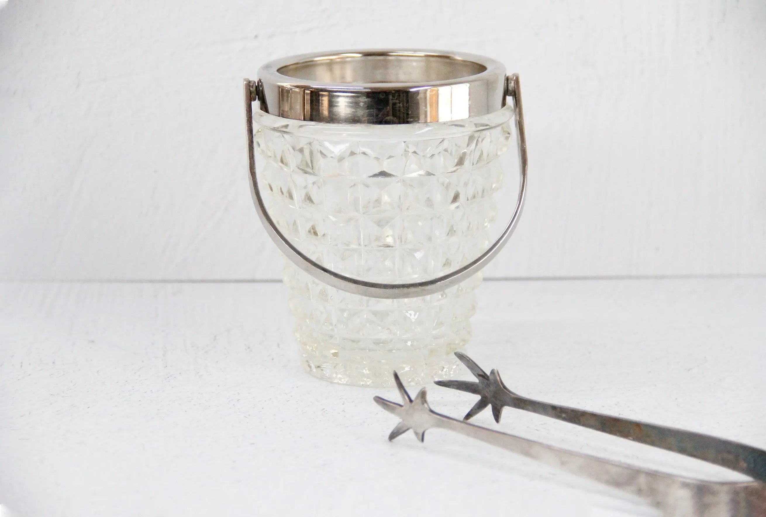 Vintage Ice Bucket | French Cut Glass Silver Swing Handle  Debra Hall Lifestyle