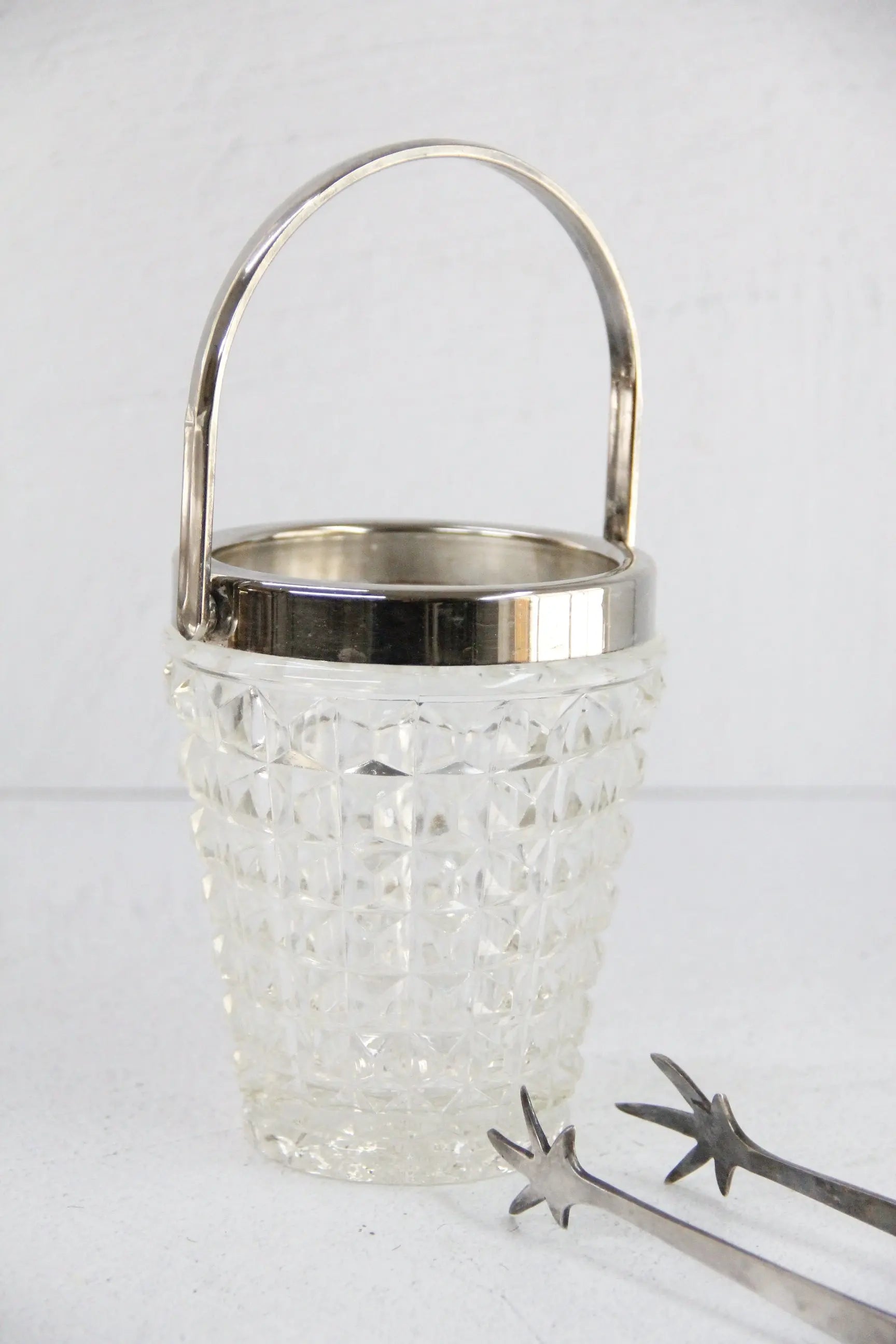 Vintage Ice Bucket | French Cut Glass Silver Swing Handle  Debra Hall Lifestyle