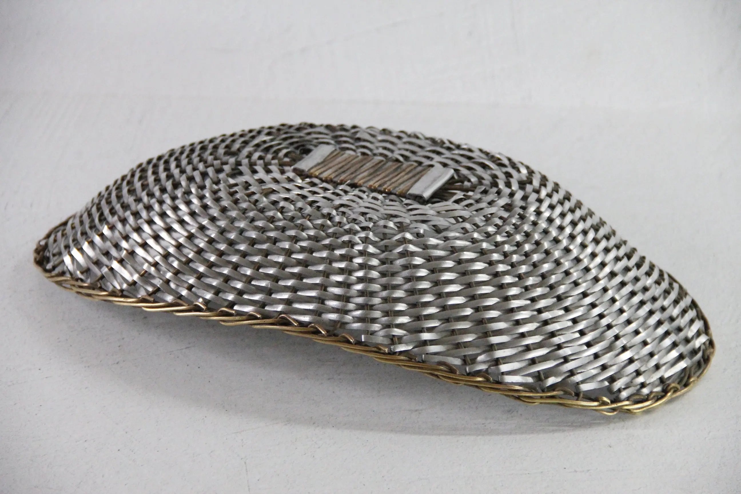 Vintage Metal Basket | Oval Woven Brass and Silver Bread Basket  Debra Hall Lifestyle